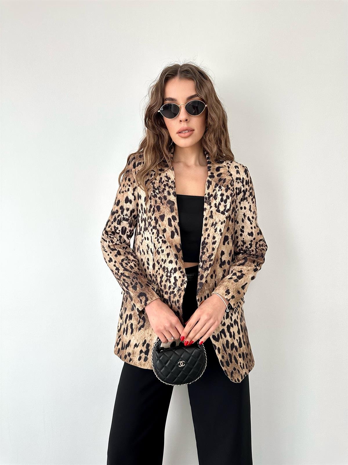 Bej Leopar Ceket