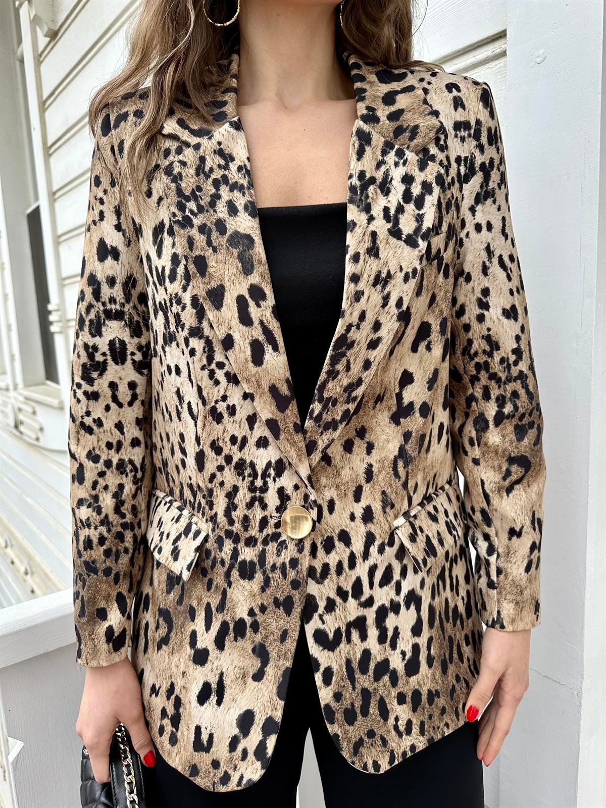 Bej Leopar Ceket
