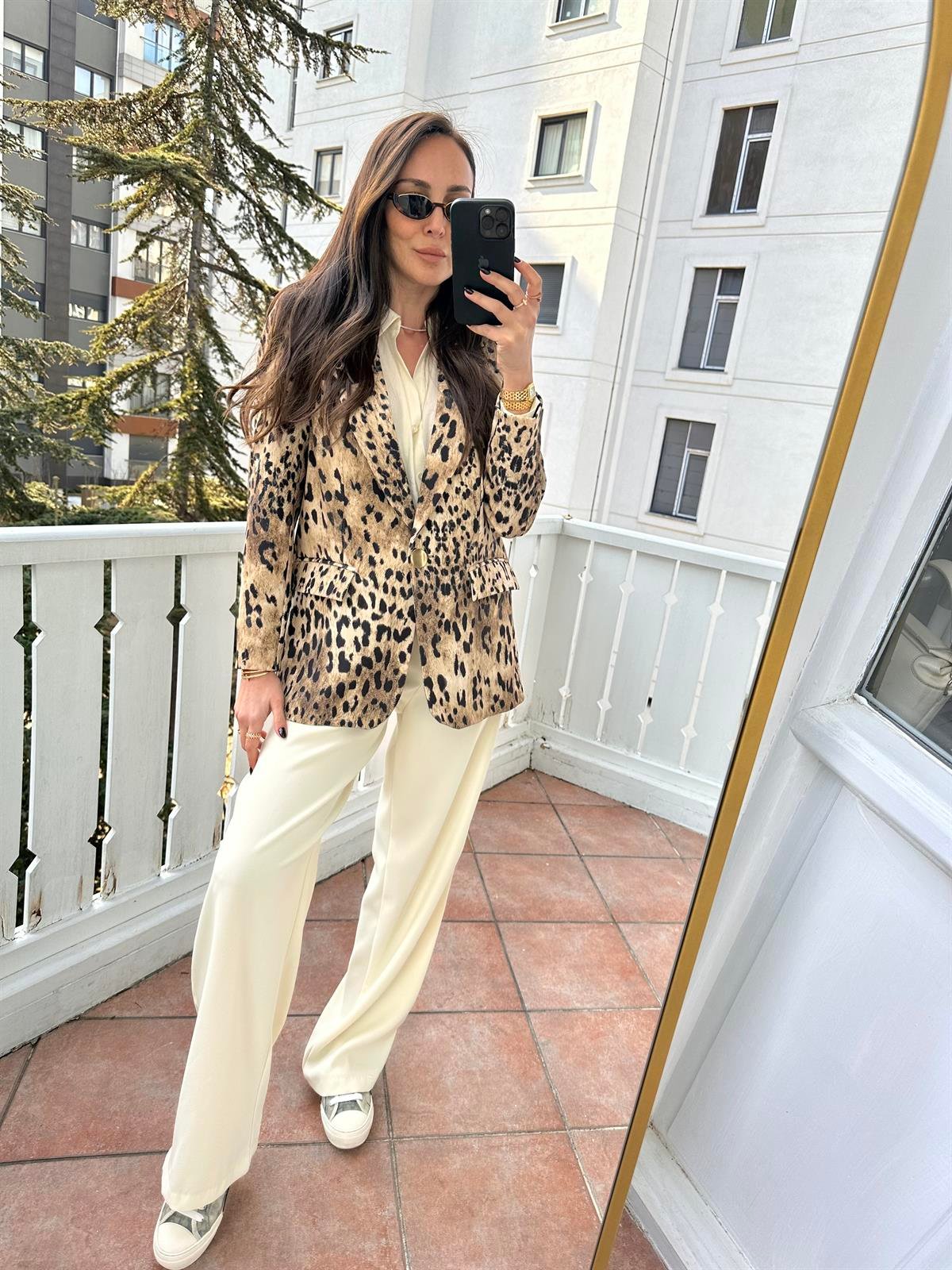 Bej  Leopar Ceket