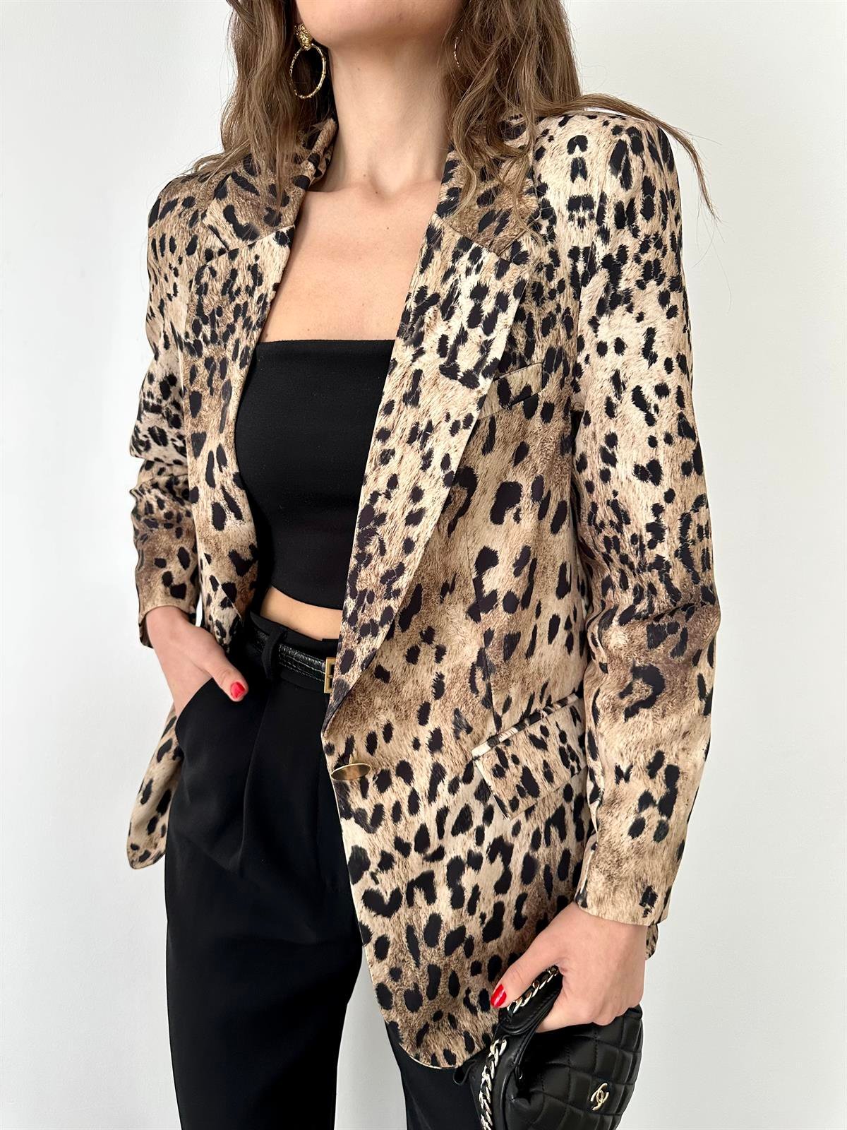 Bej Leopar Ceket