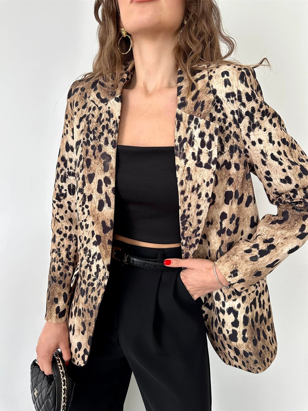 Bej Leopar Ceket