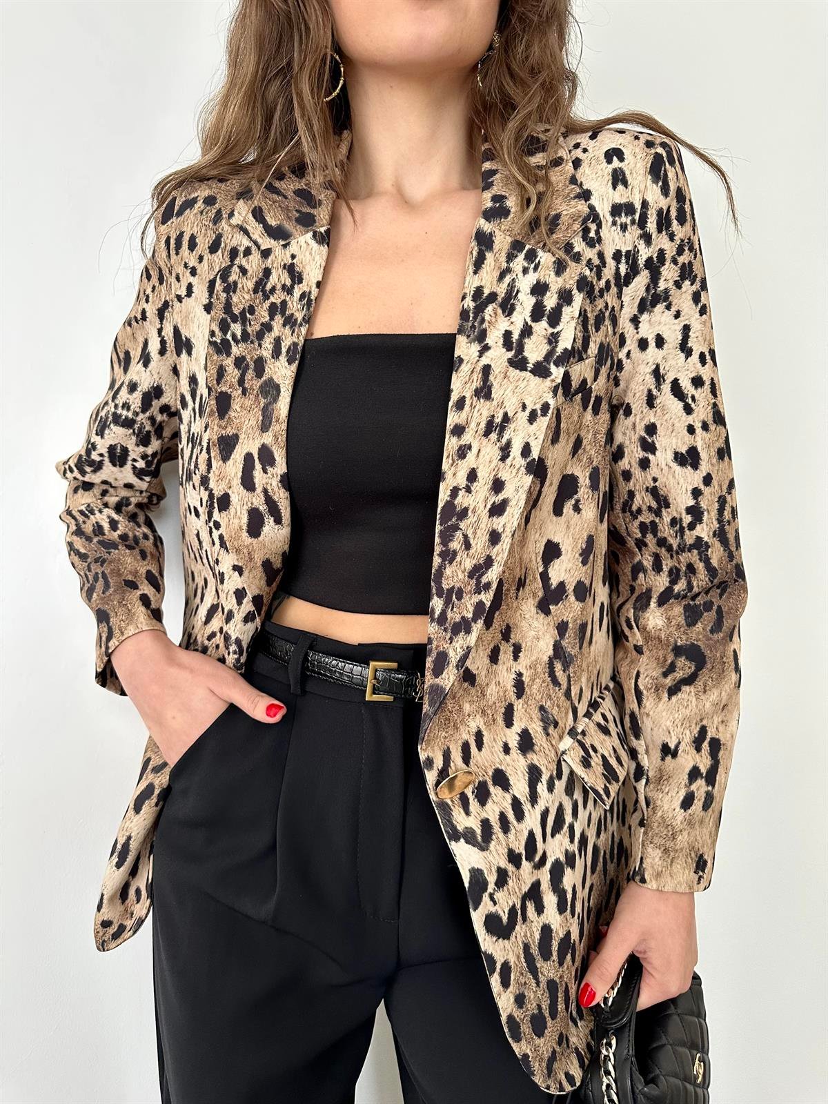Bej Leopar Ceket
