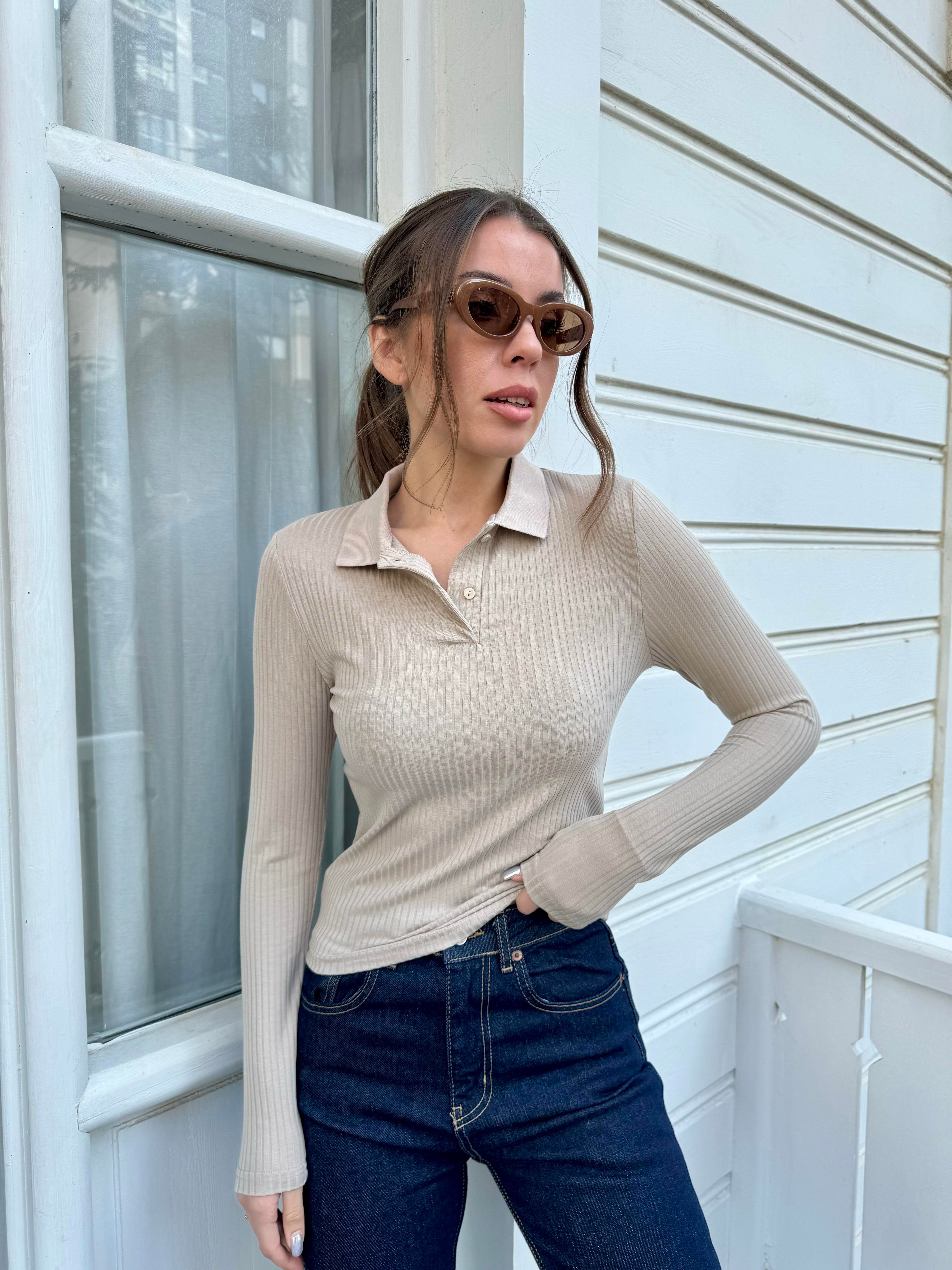 Bej Polo Yaka Basic Body