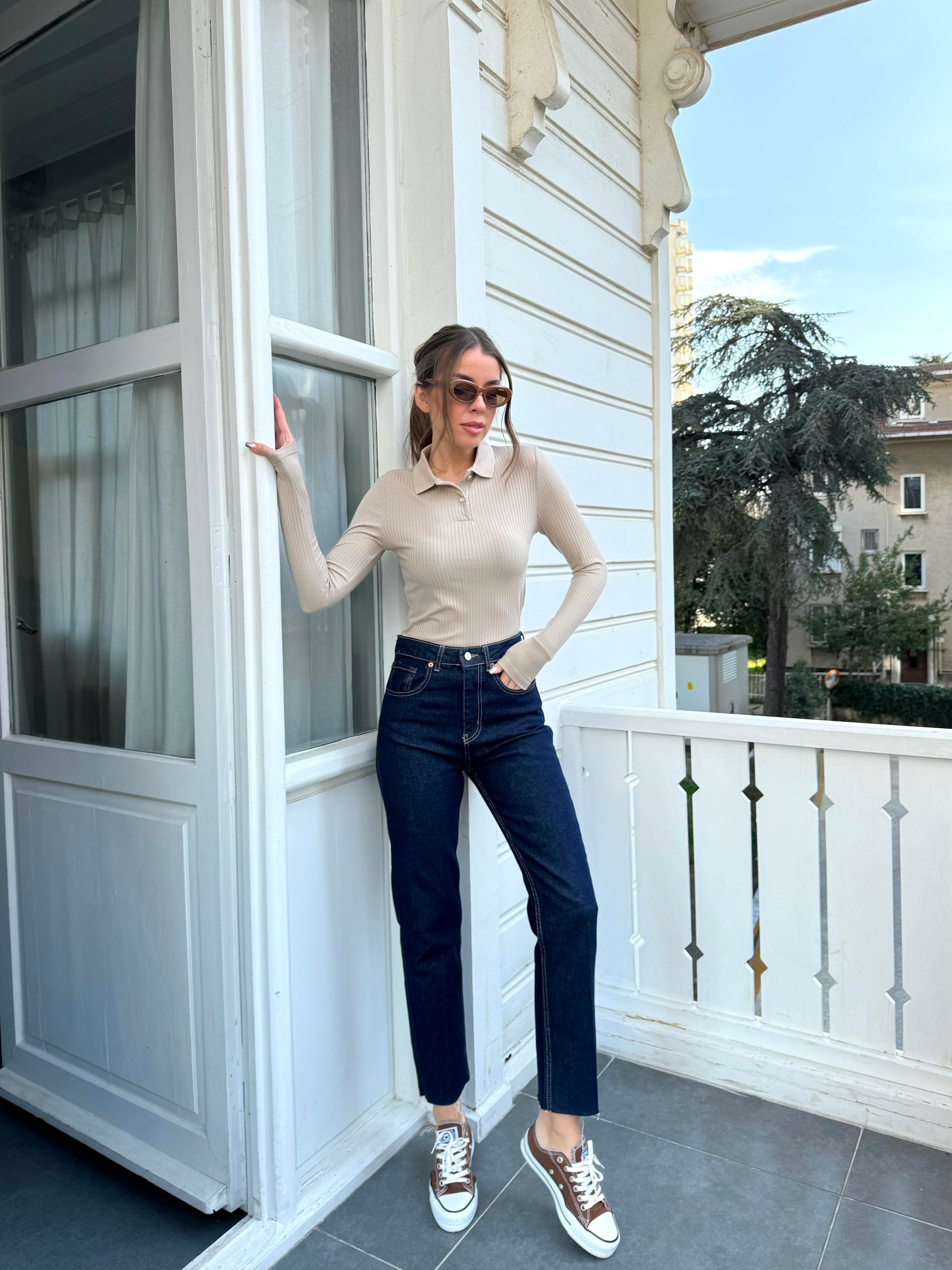 Bej Polo Yaka Basic Body