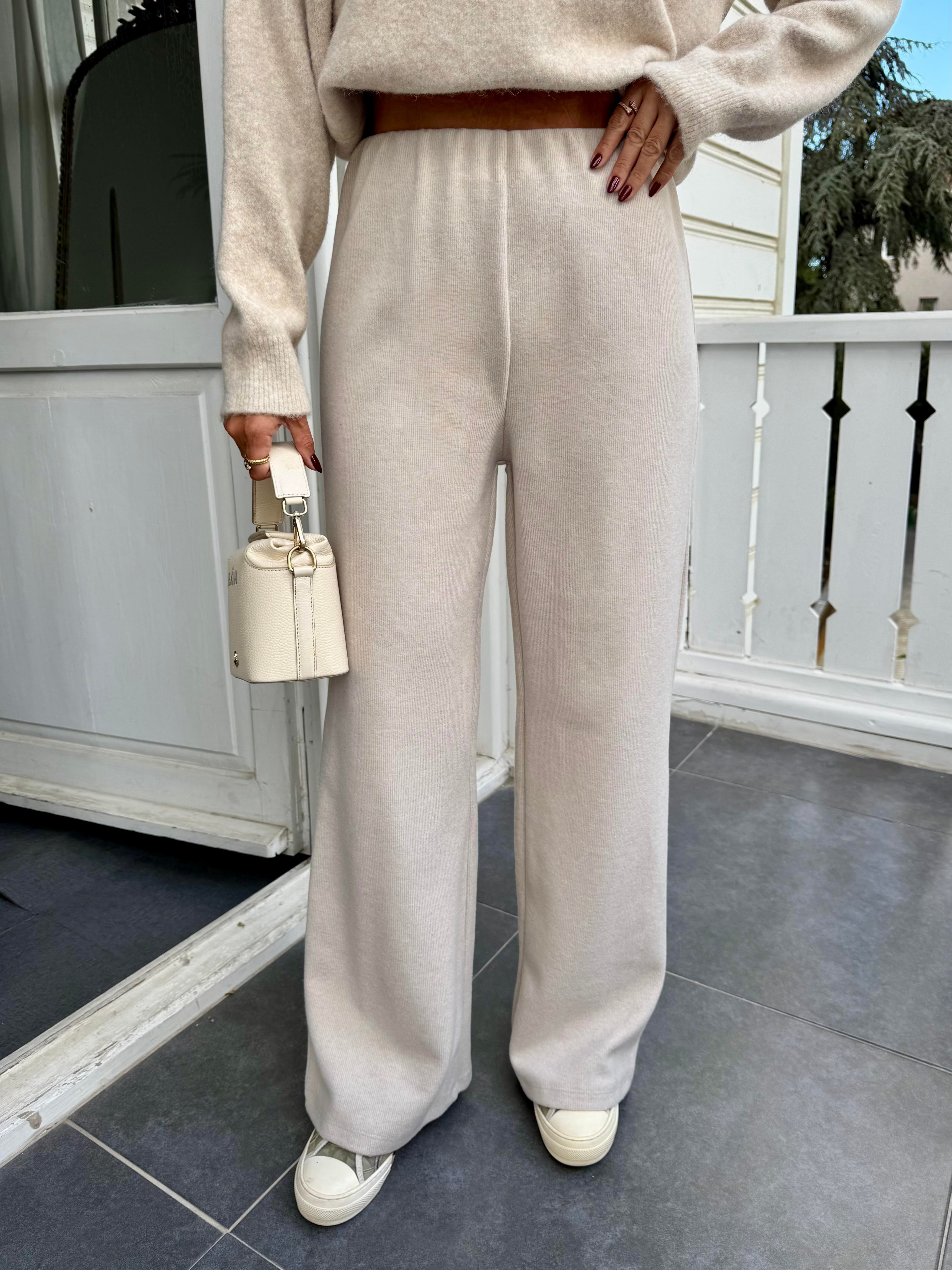 Bej Soft Doku Bol Paça Pantolon