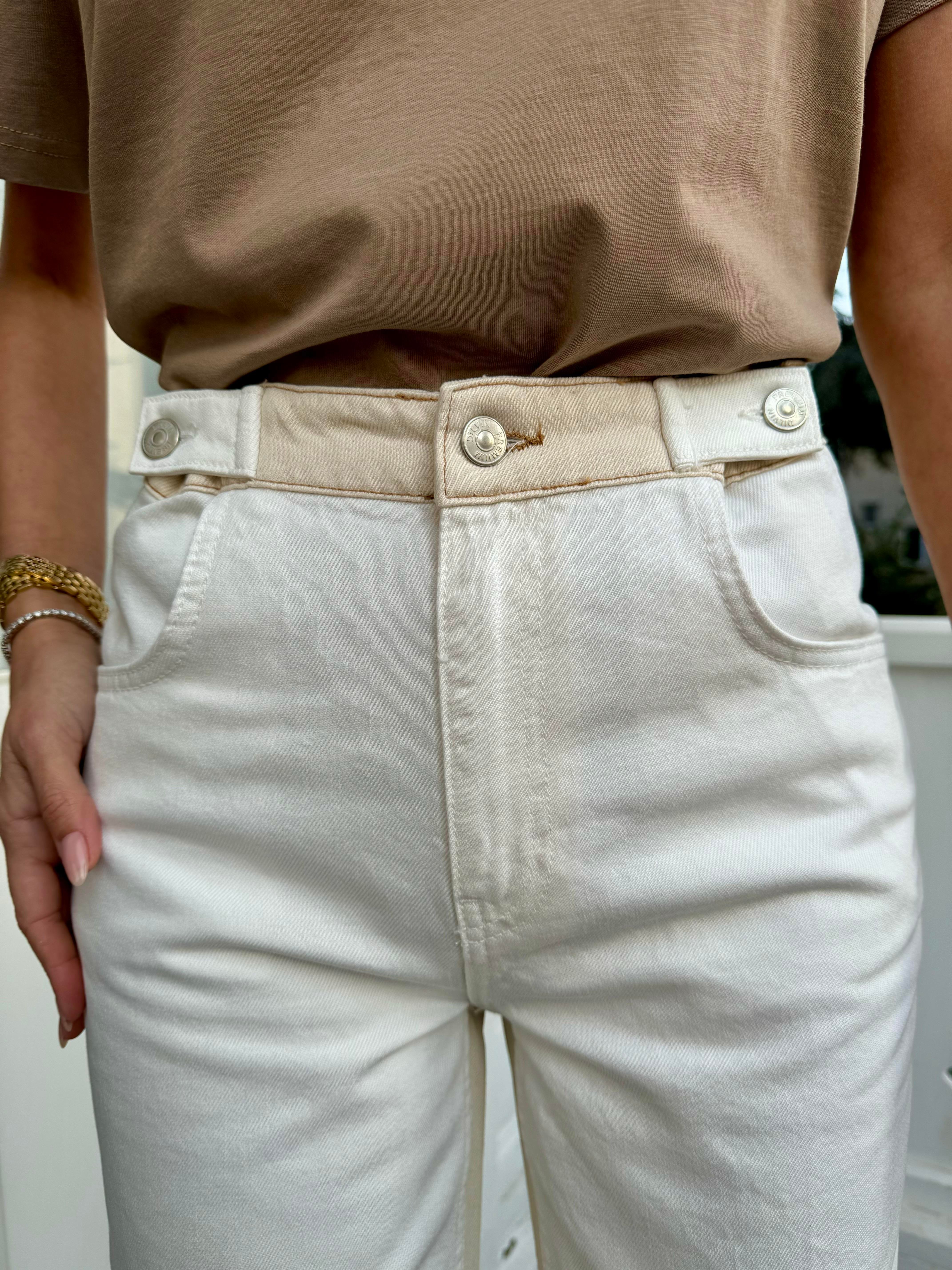 Beyaz Arka Kısım Bej Jean