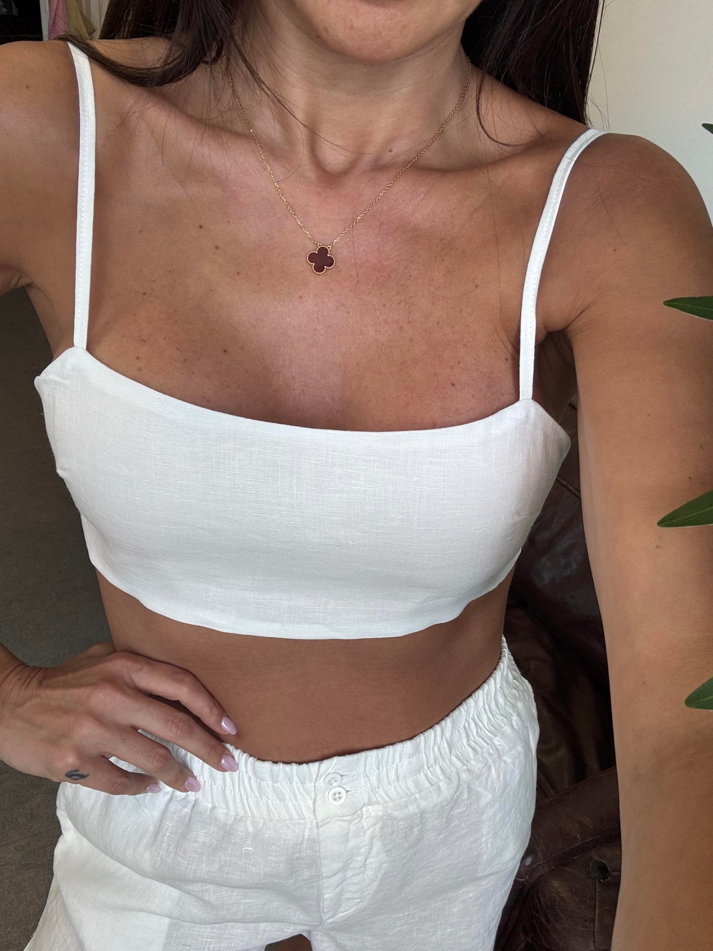 Beyaz İp Askılı Büstiyer