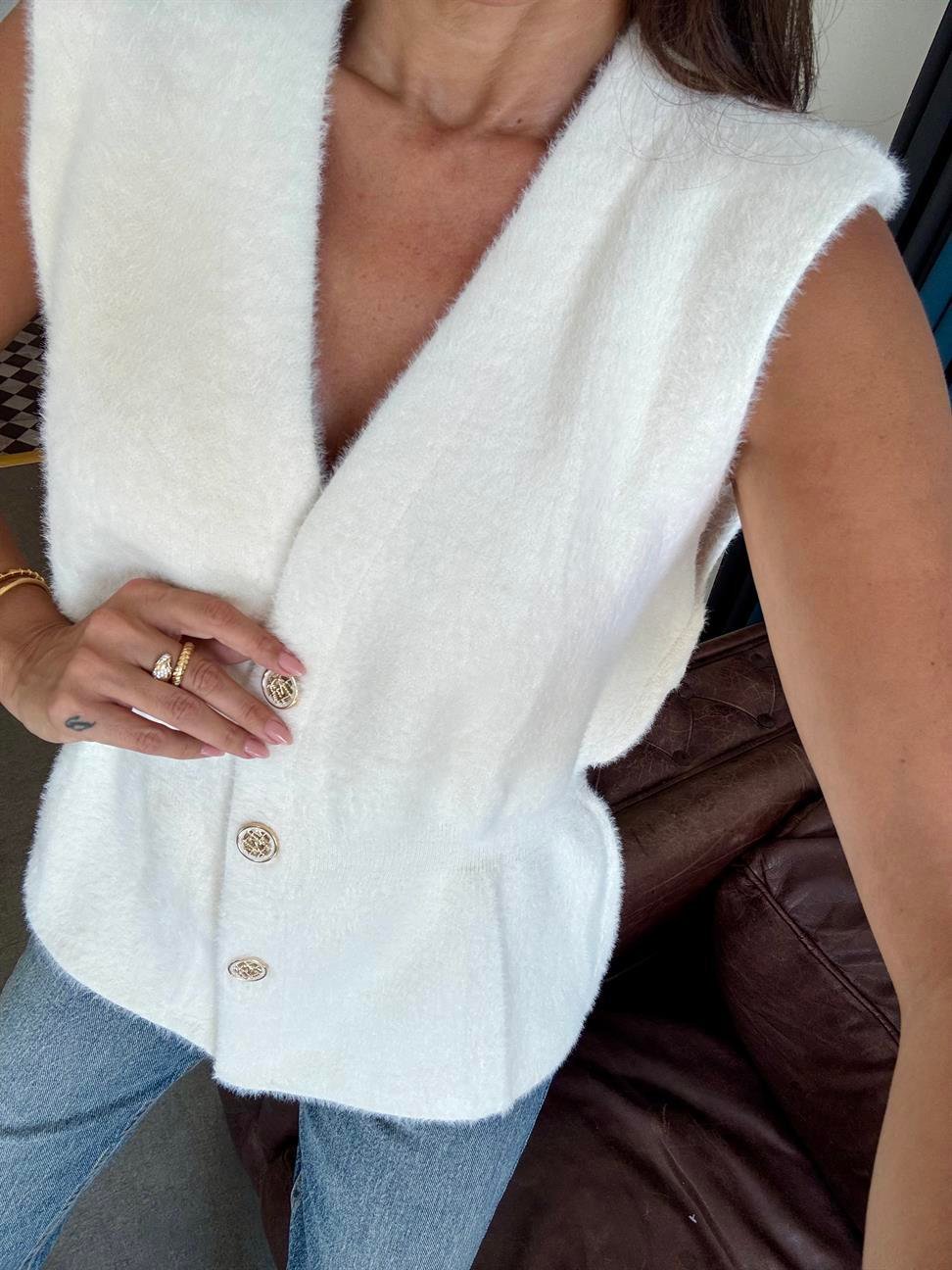 Beyaz Sakallı Kumaş Yelek