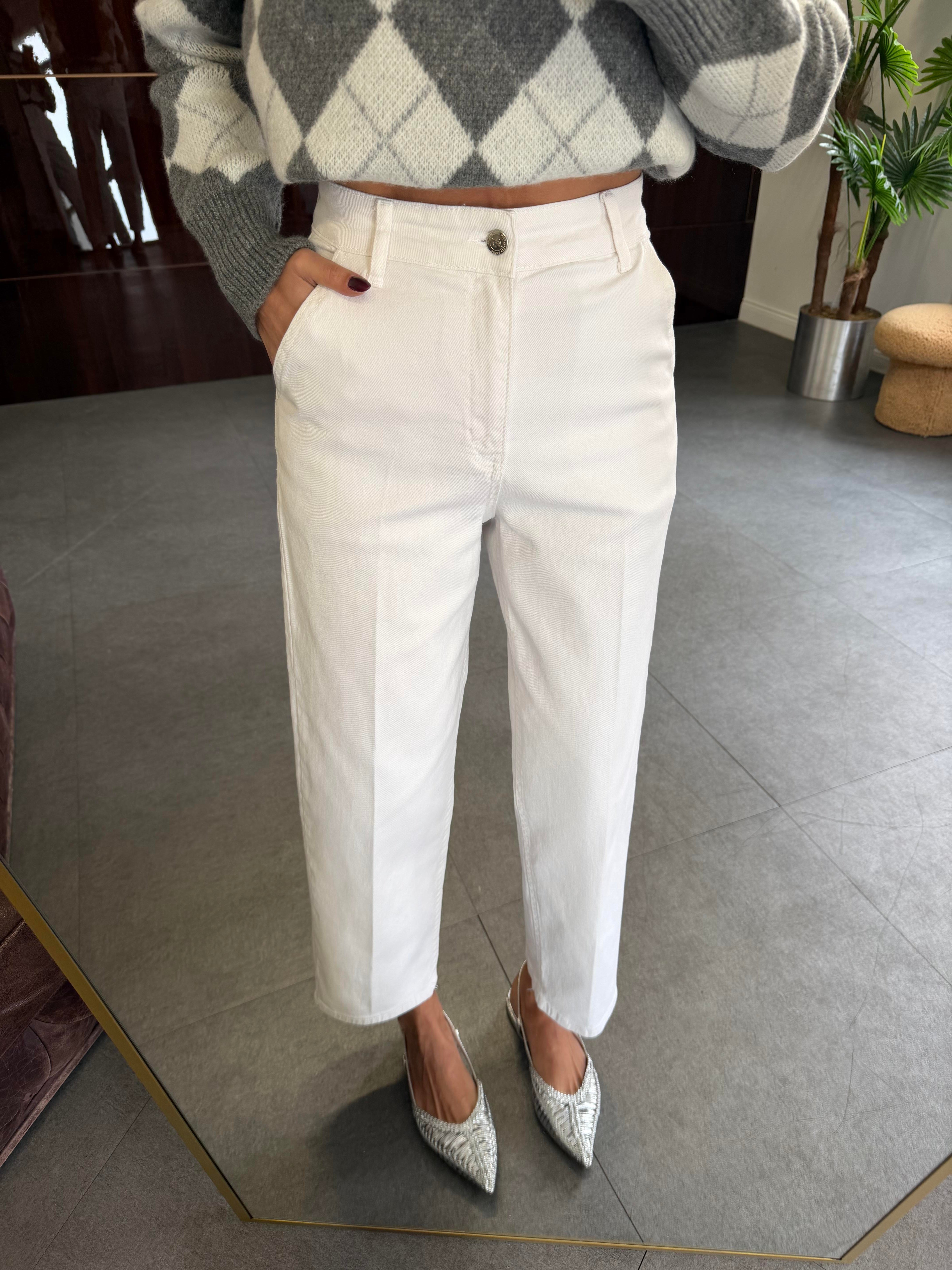 Beyaz Skater Ütü İzli Rins Yıkama Jean