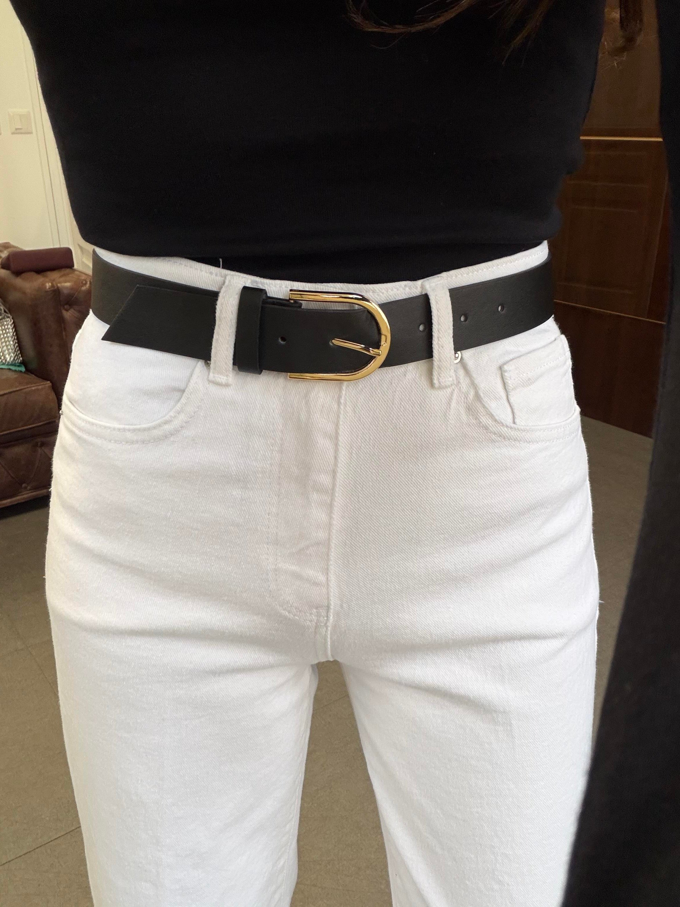 Beyaz Yüksek Bel Kemerli Wide Leg Pantolon