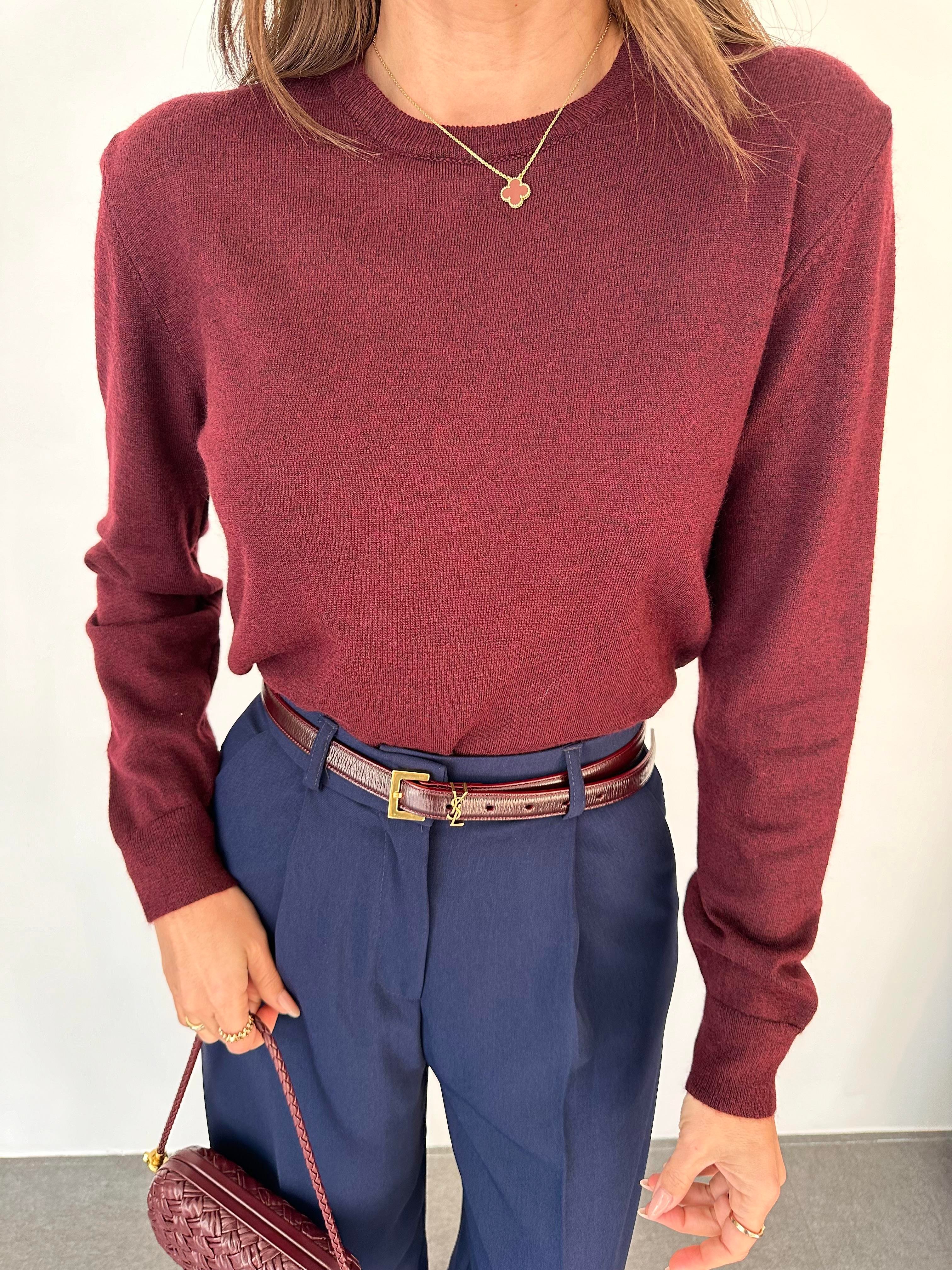 Bordo Bisiklet Yaka Basic Triko