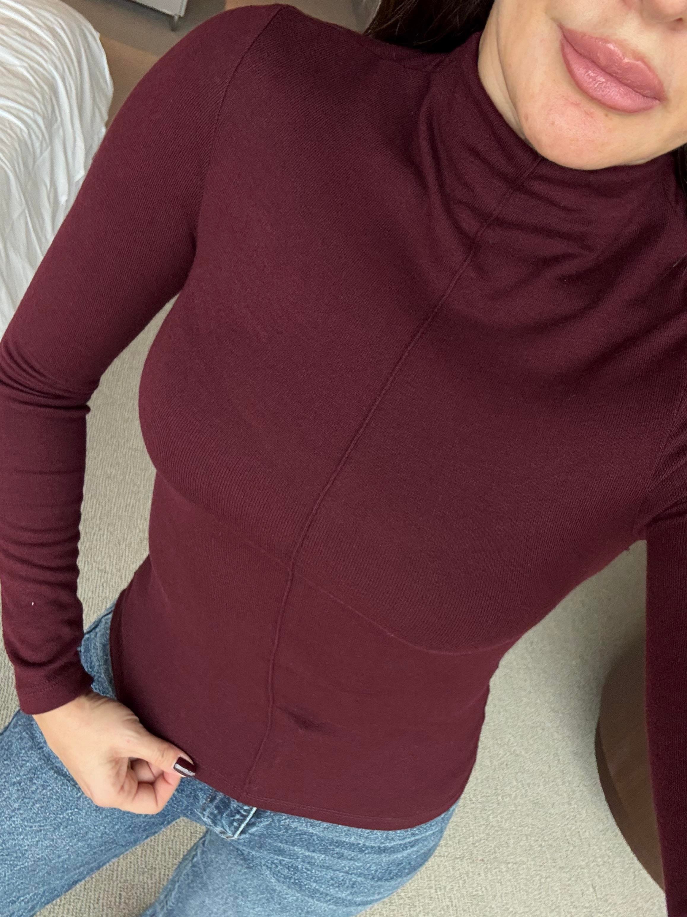 Bordo Dik Yaka Uzun Kol Bluz