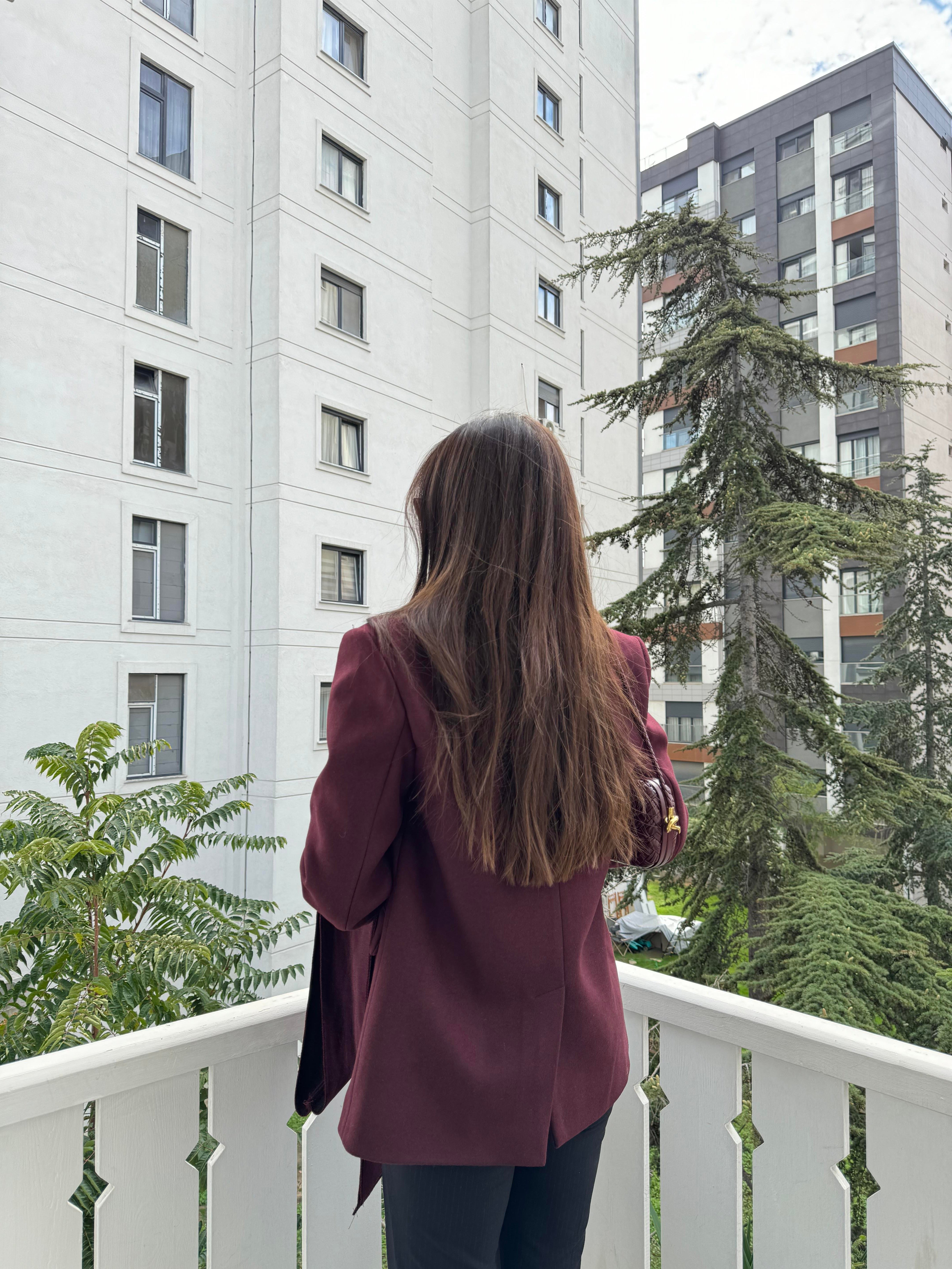 Bordo Kaşe Fular Detaylı Blazer