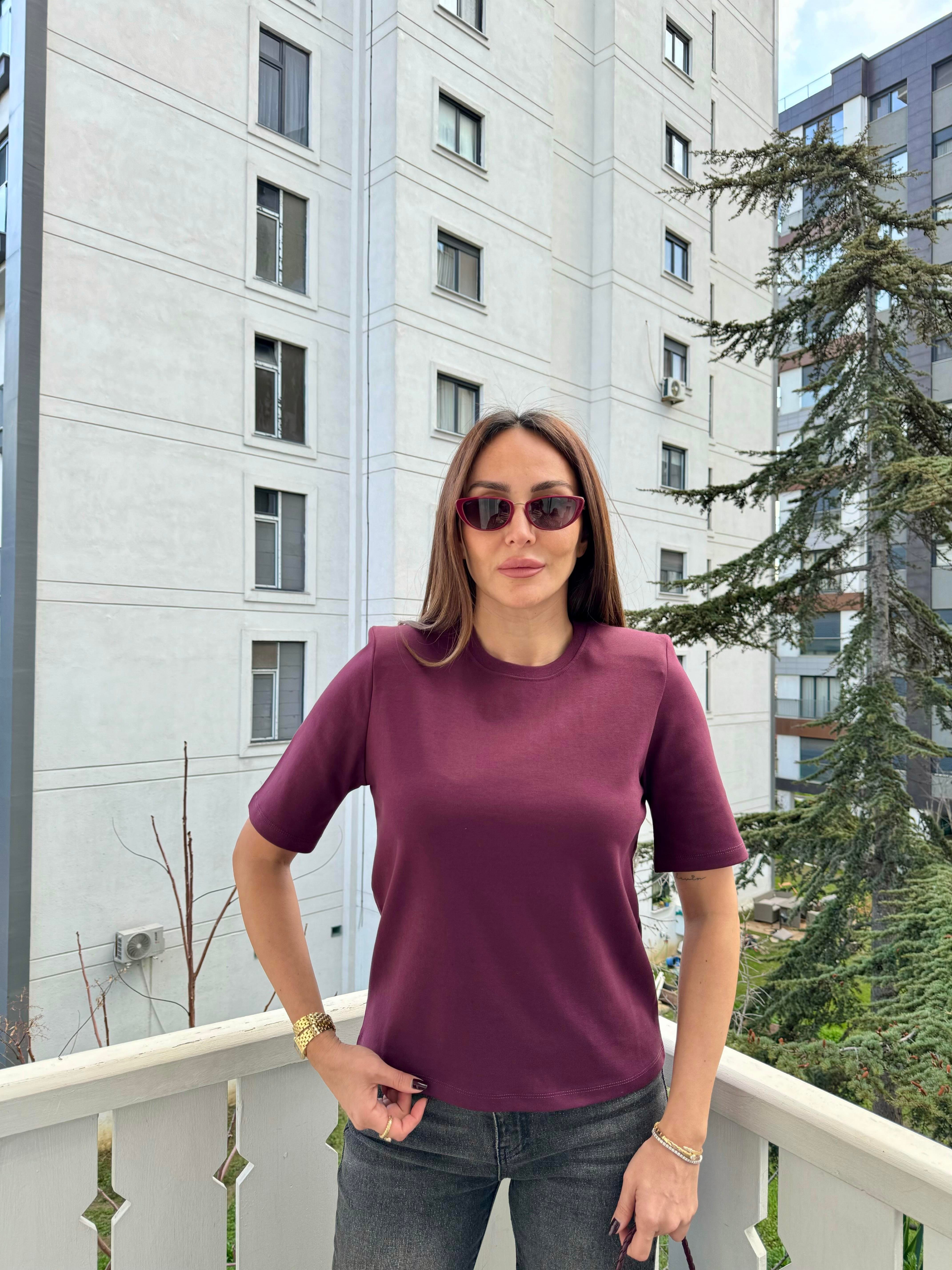 Bordo Kısa Kol Tişört