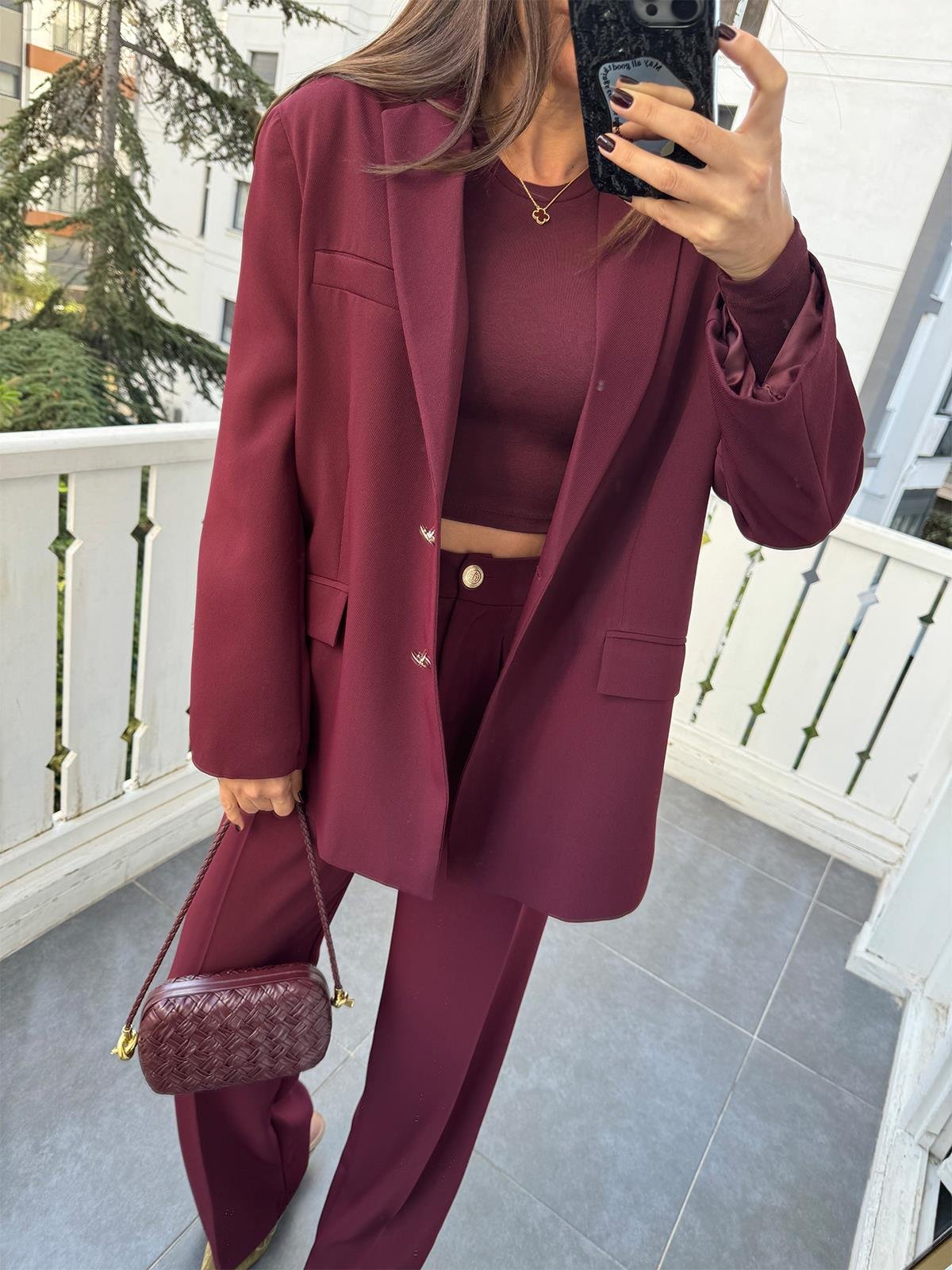 Bordo Marry Ceket Pantolon Takım