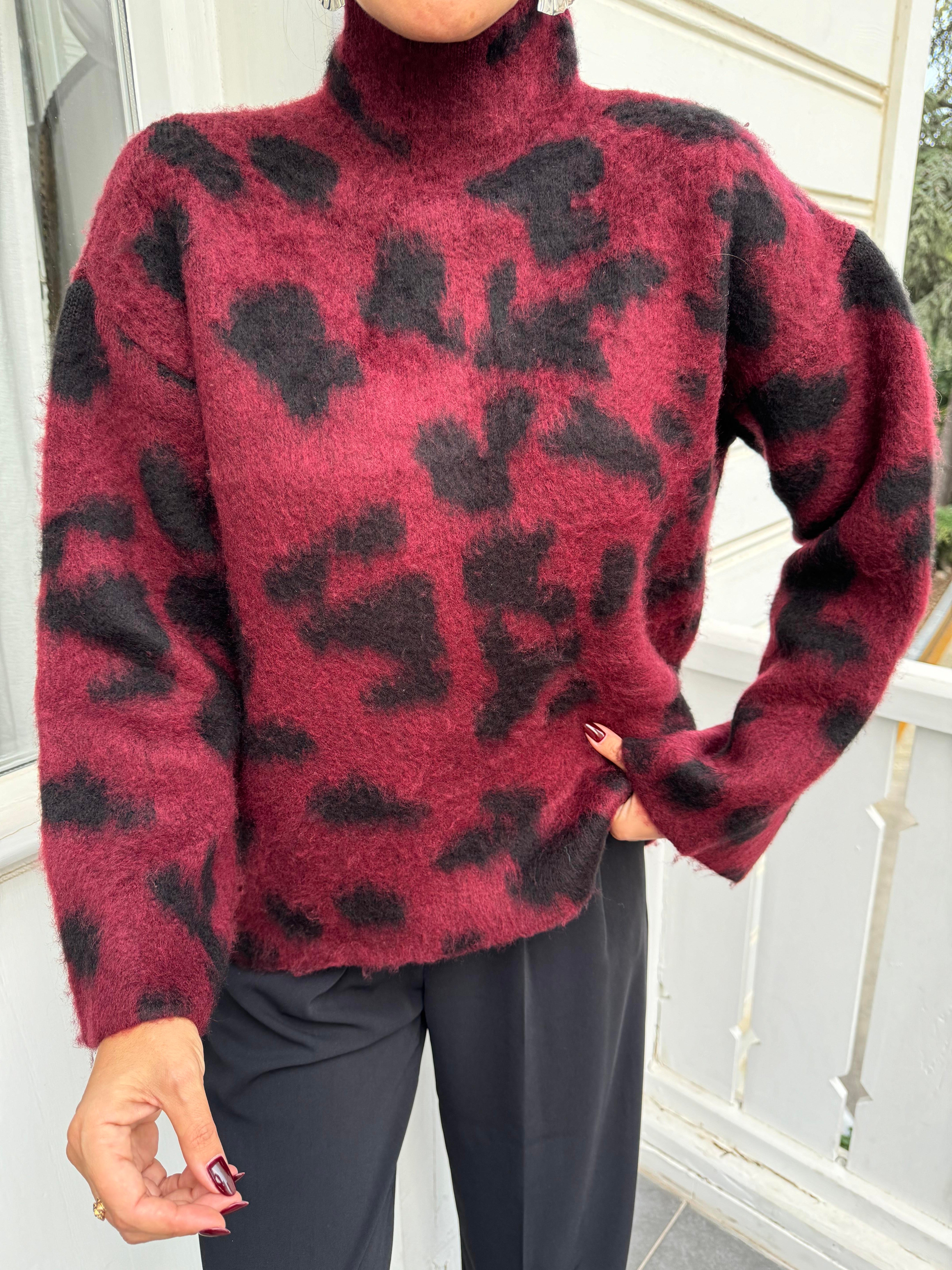 Bordo Sakallı Leopar Kazak