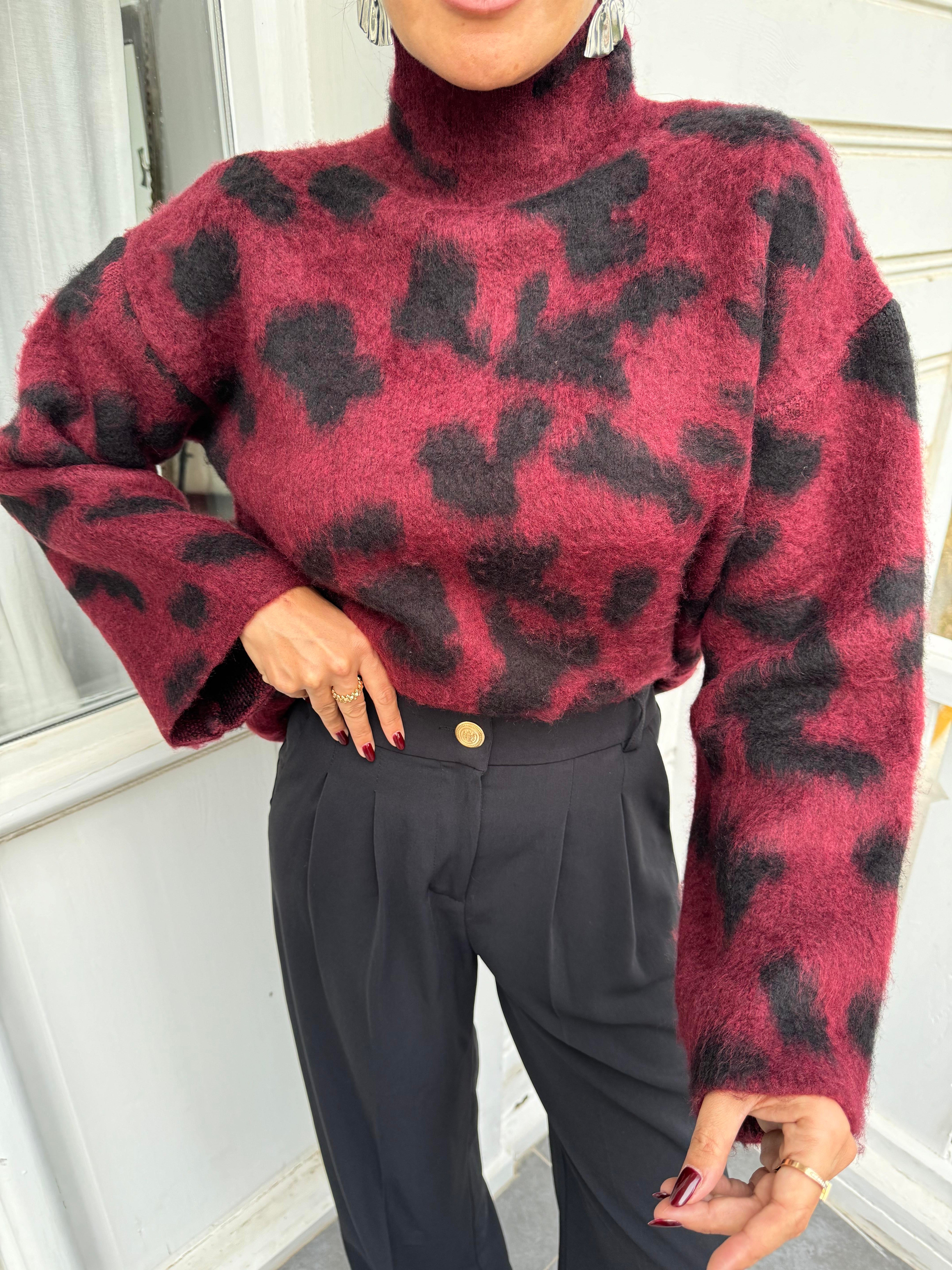 Bordo Sakallı Leopar Kazak