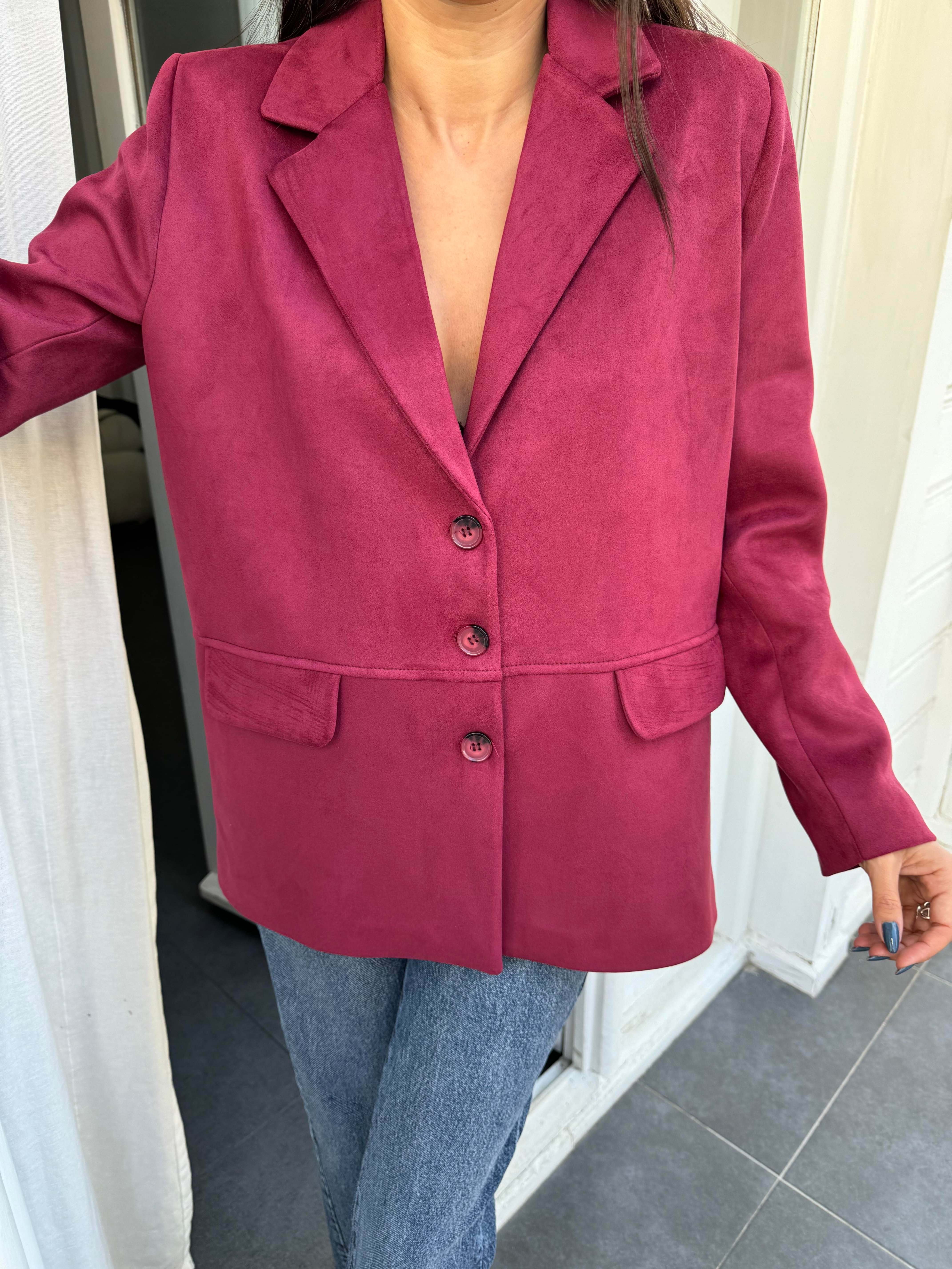 Bordo Üç Düğmeli Blazer Ceket