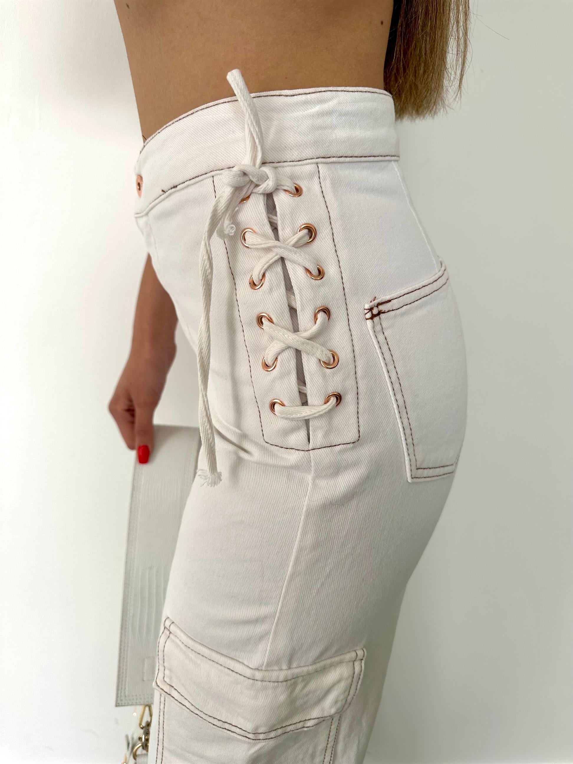 Ekru Boyamalı Pantolon