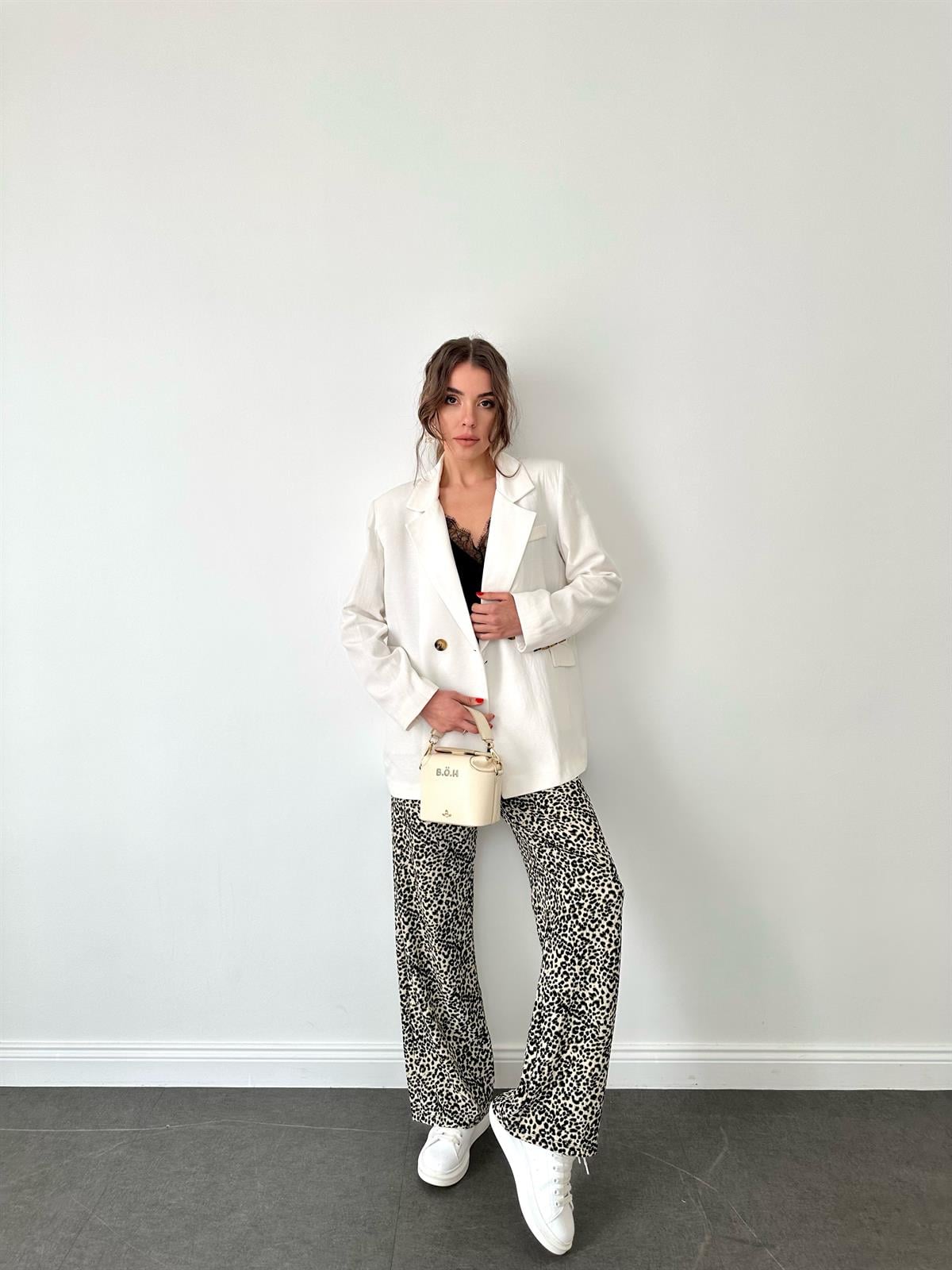Ekru  Keten Blazer Ceket
