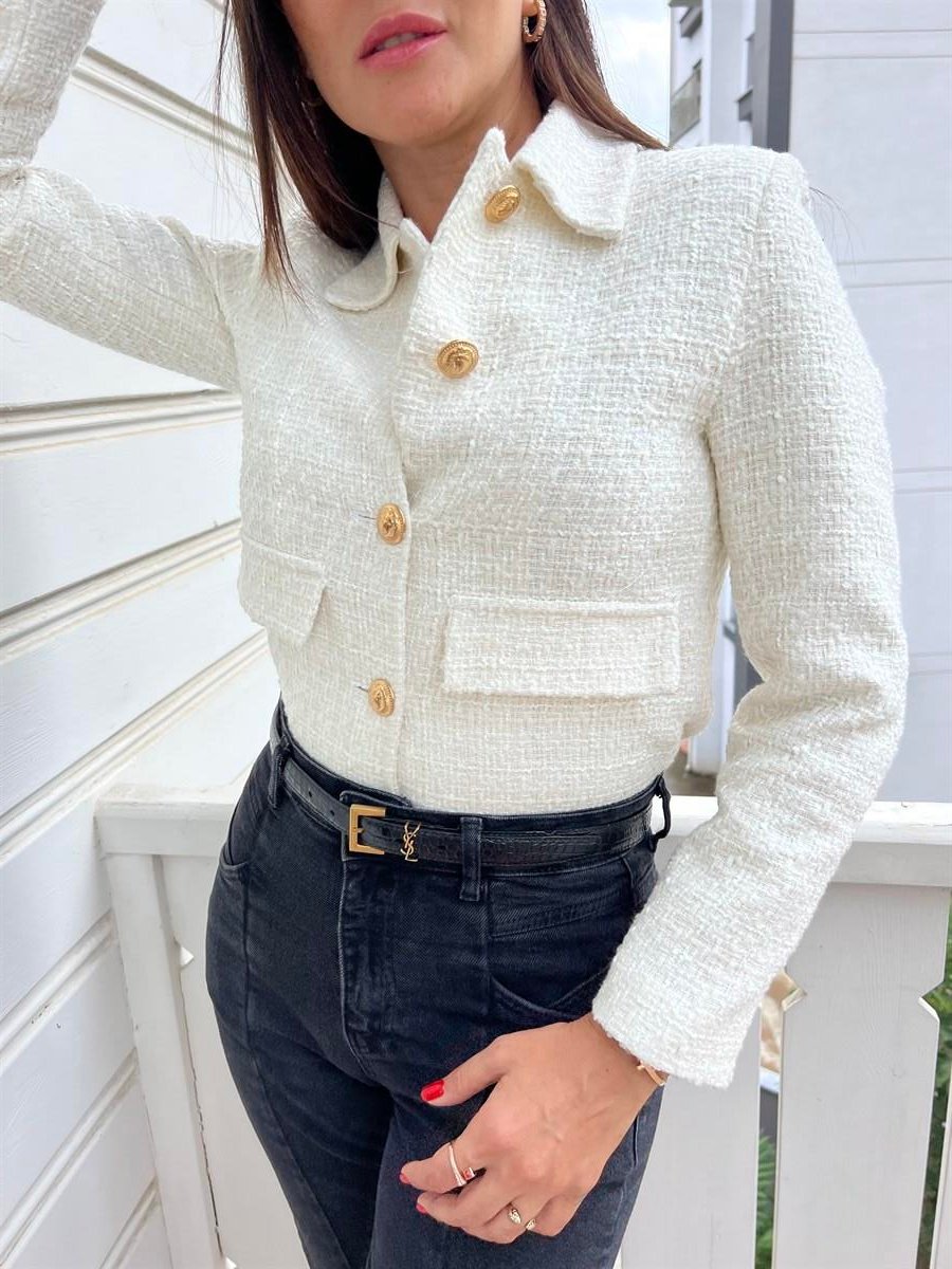 Ekru Kisa Blazer Ceket