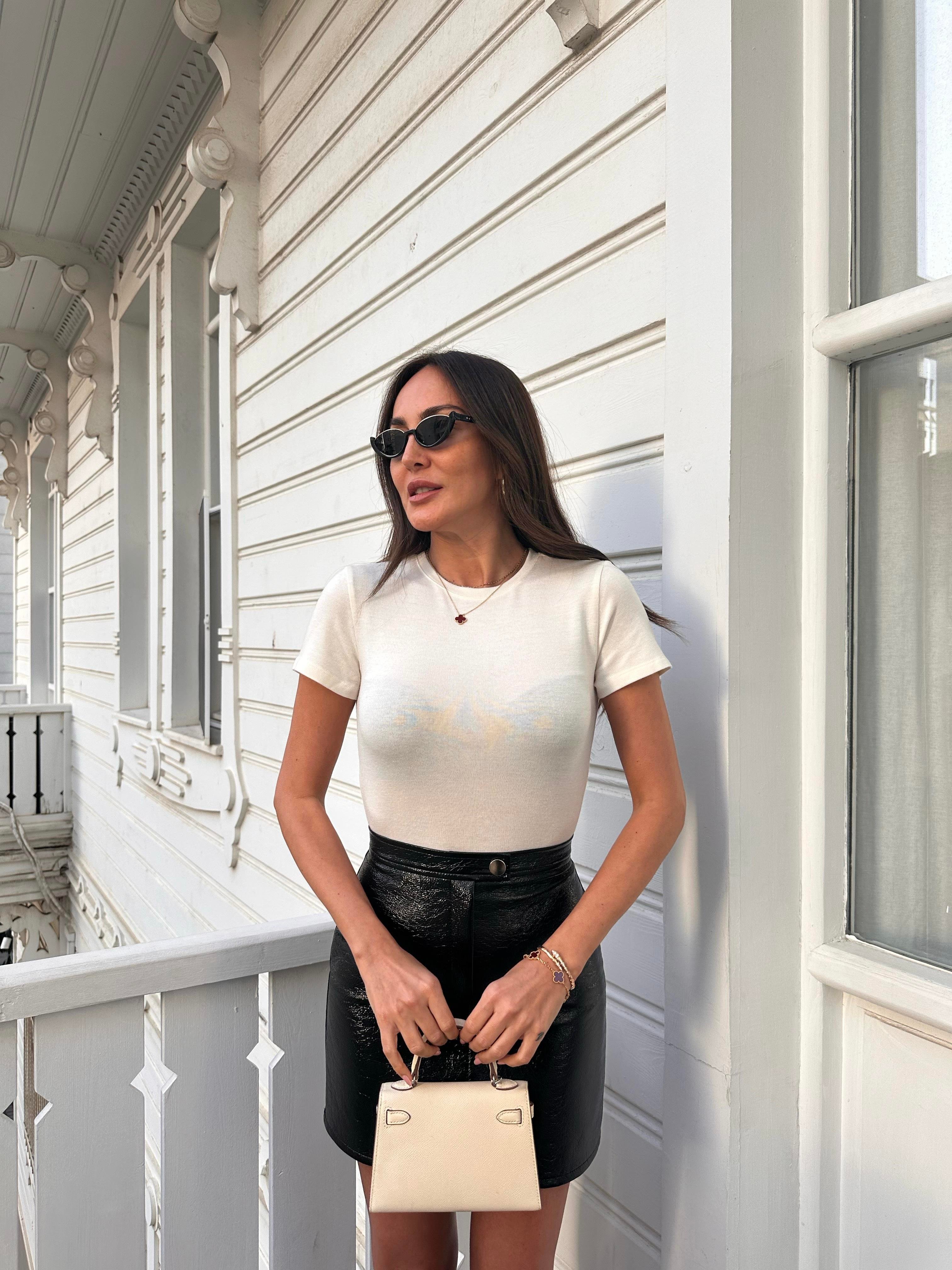 Ekru kısa kollu tshirt