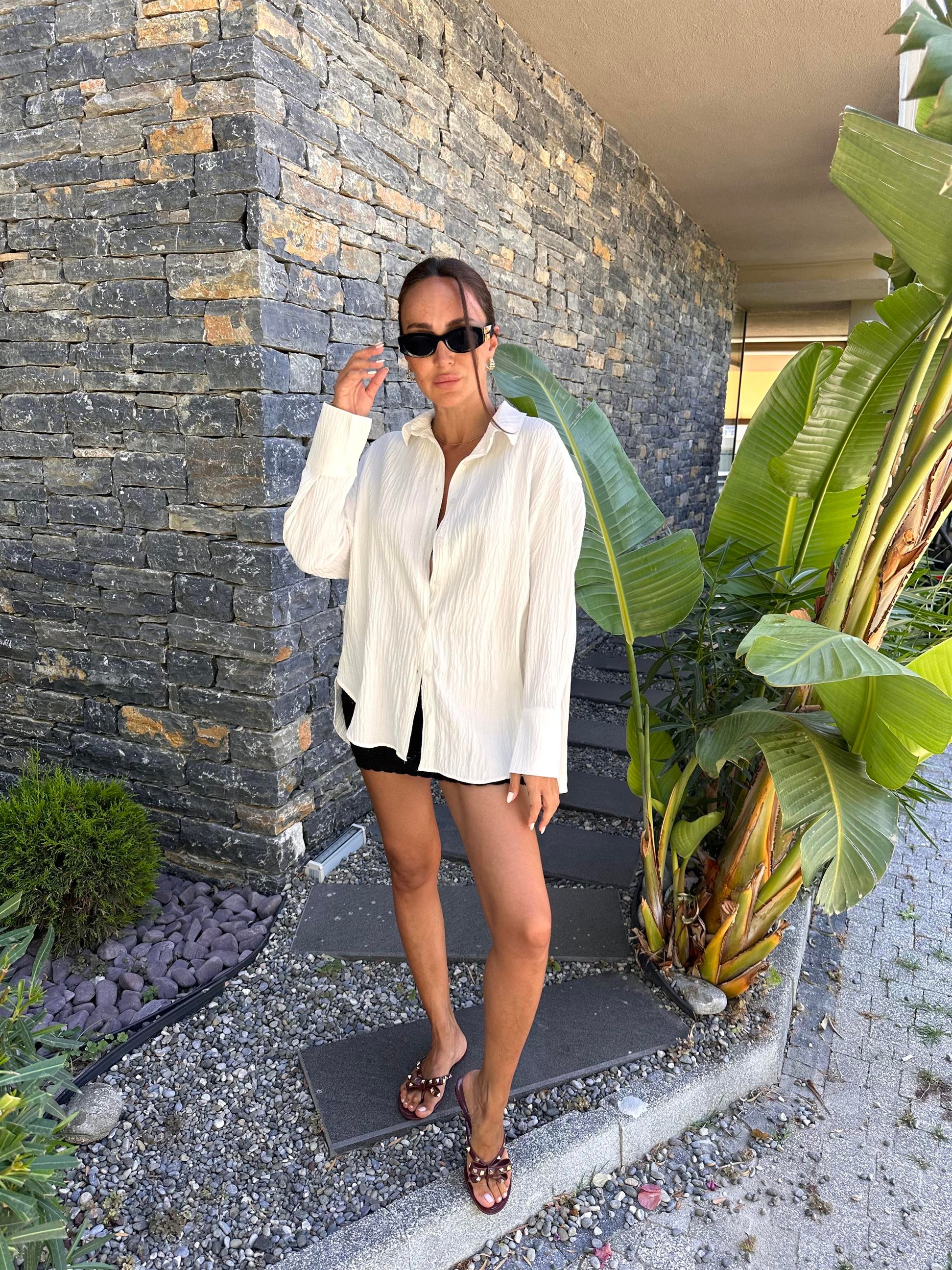 Ekru Müslin Salaş Gömlek