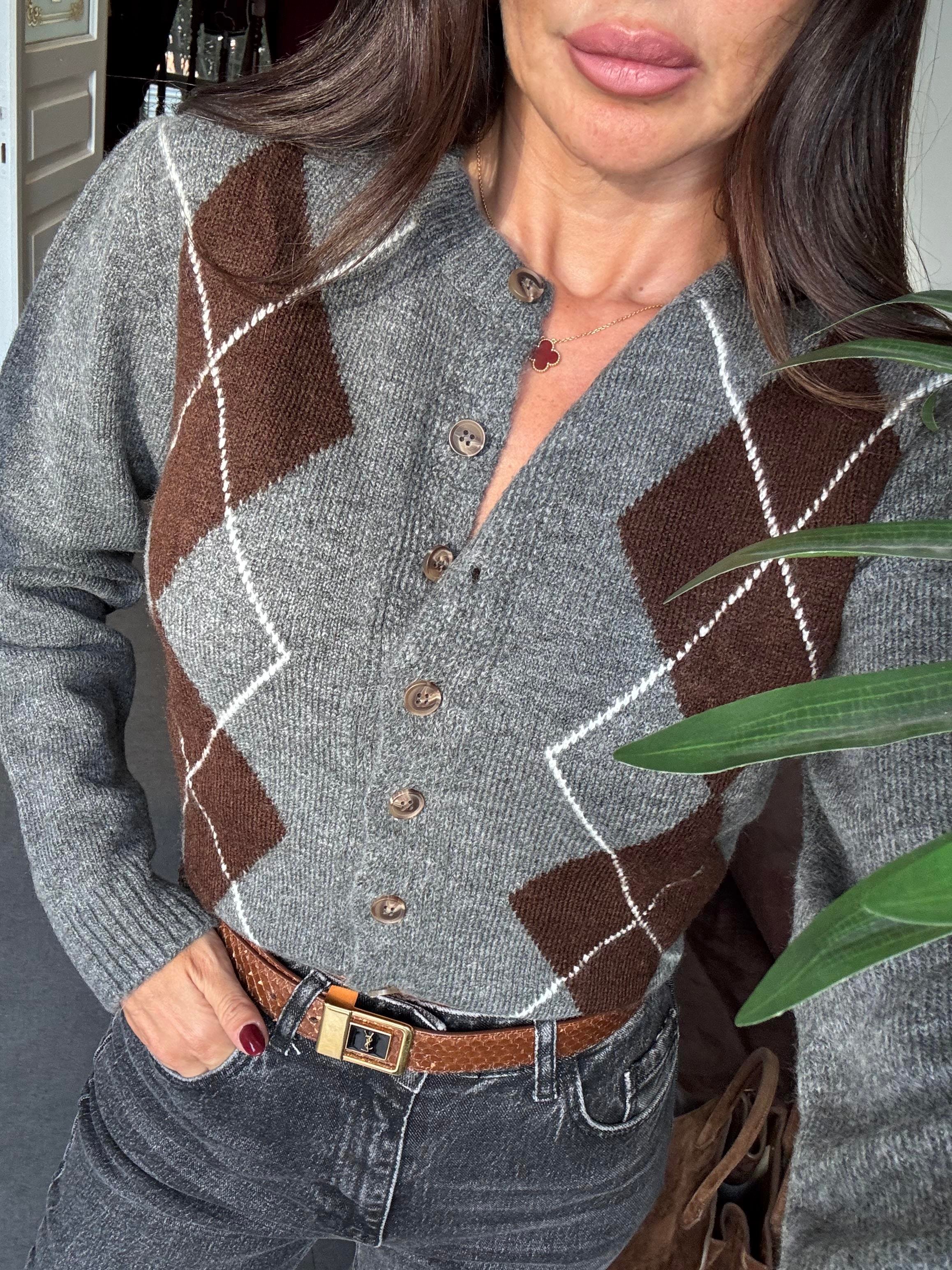 Füme Baklava Desen Hırka