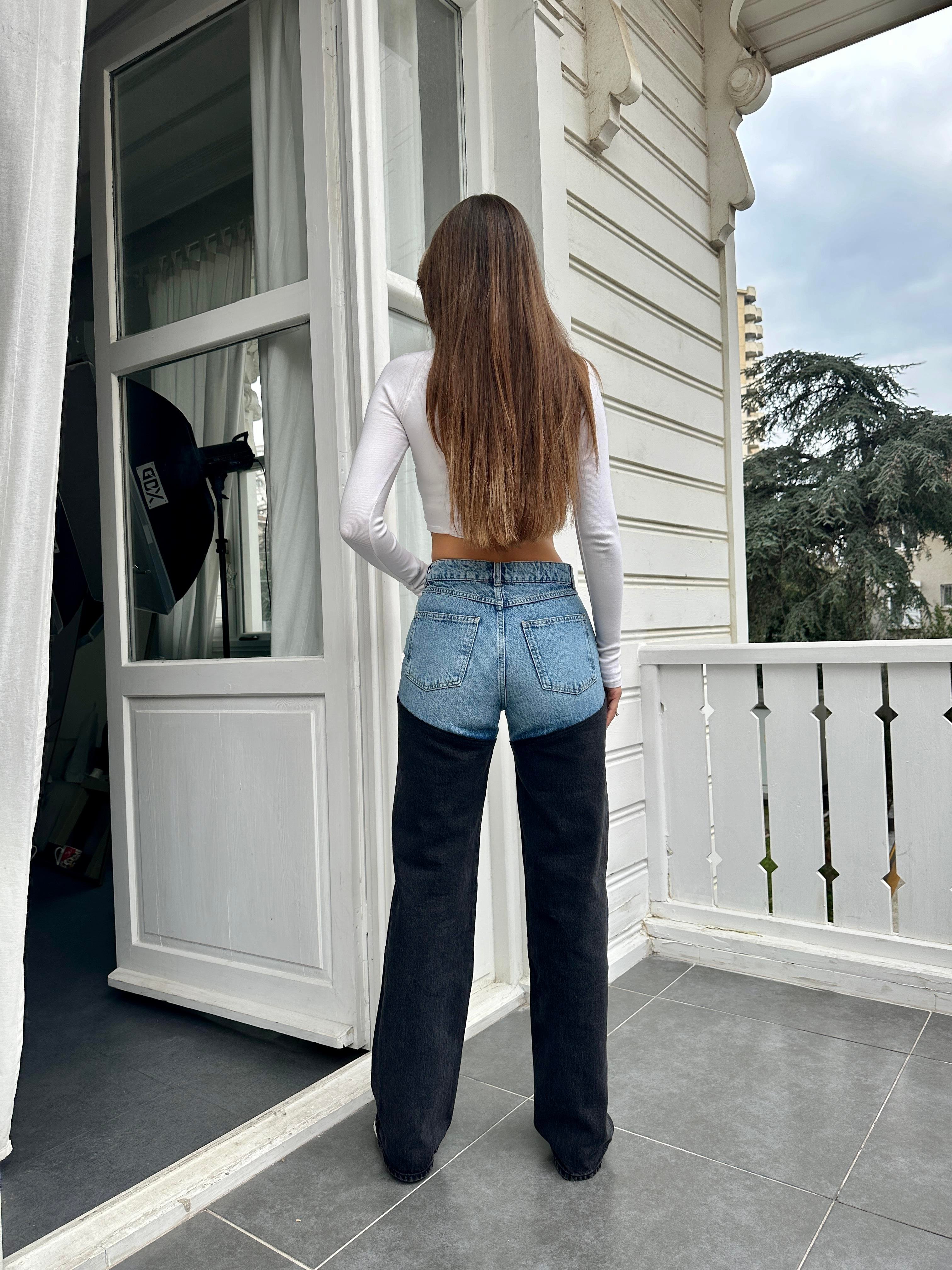 Füme Çift Renk Füme Jean