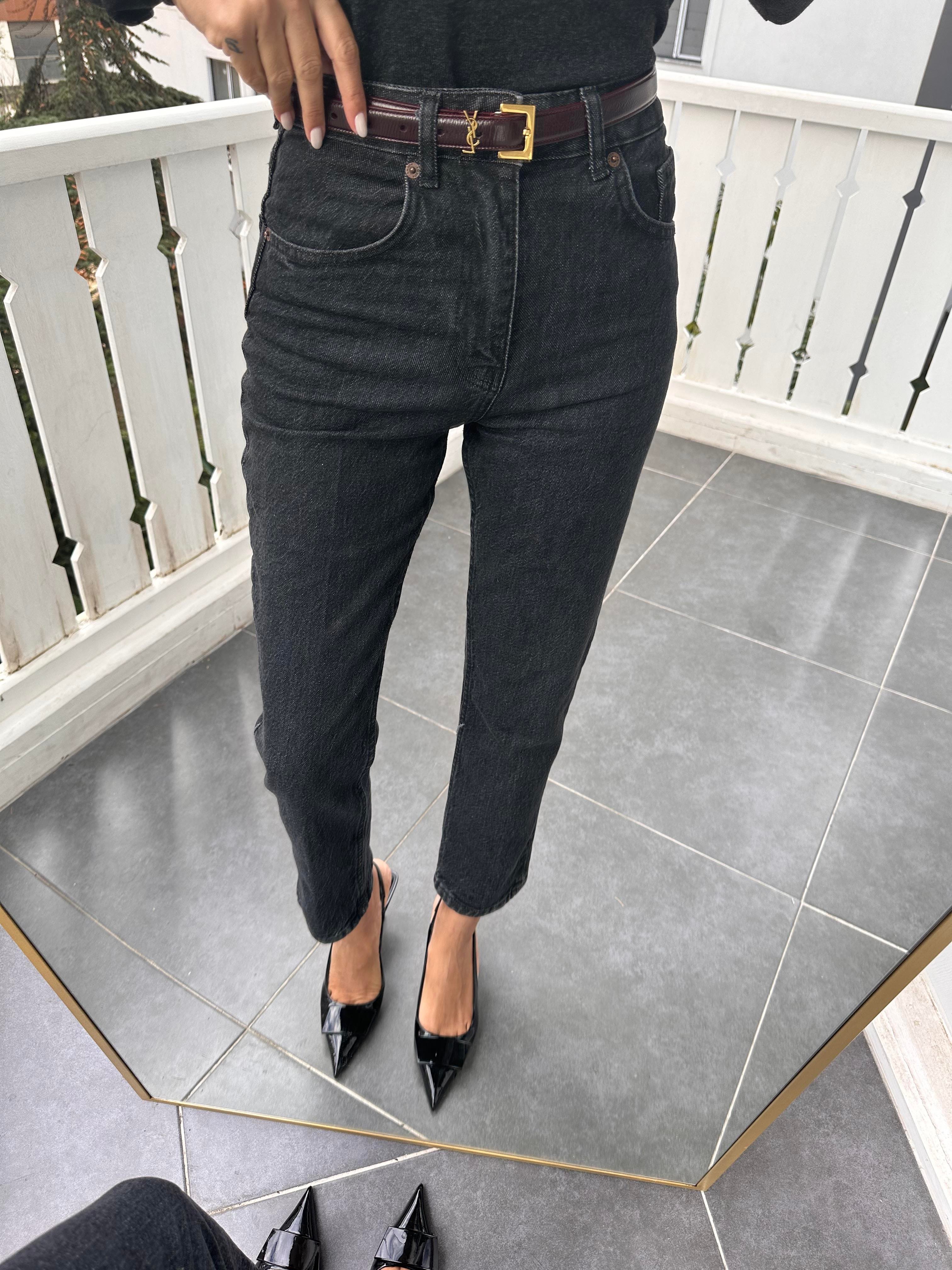 Füme Yıkamalı Mom Jean Pantolon