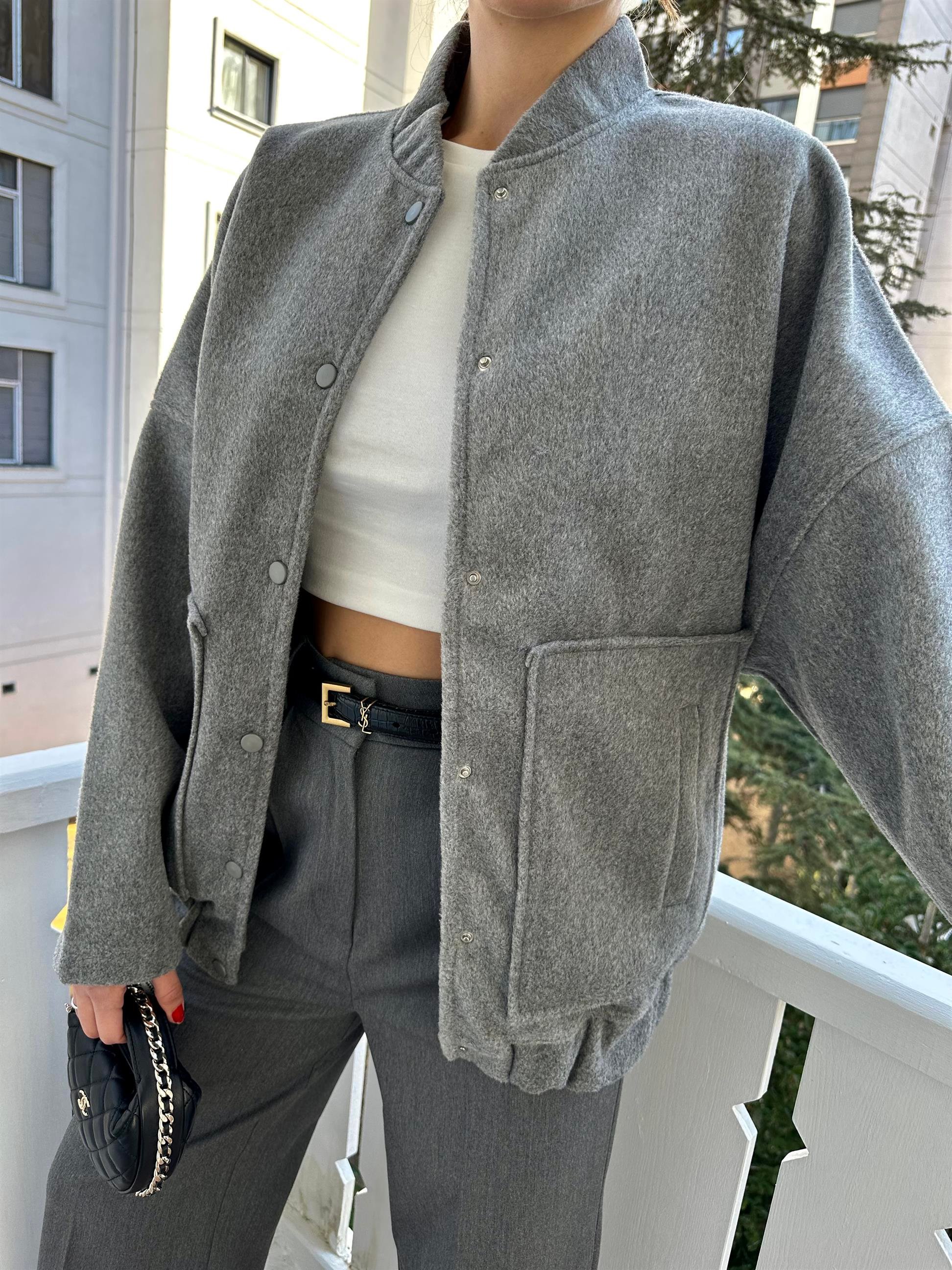 Gri Bomber Ceket