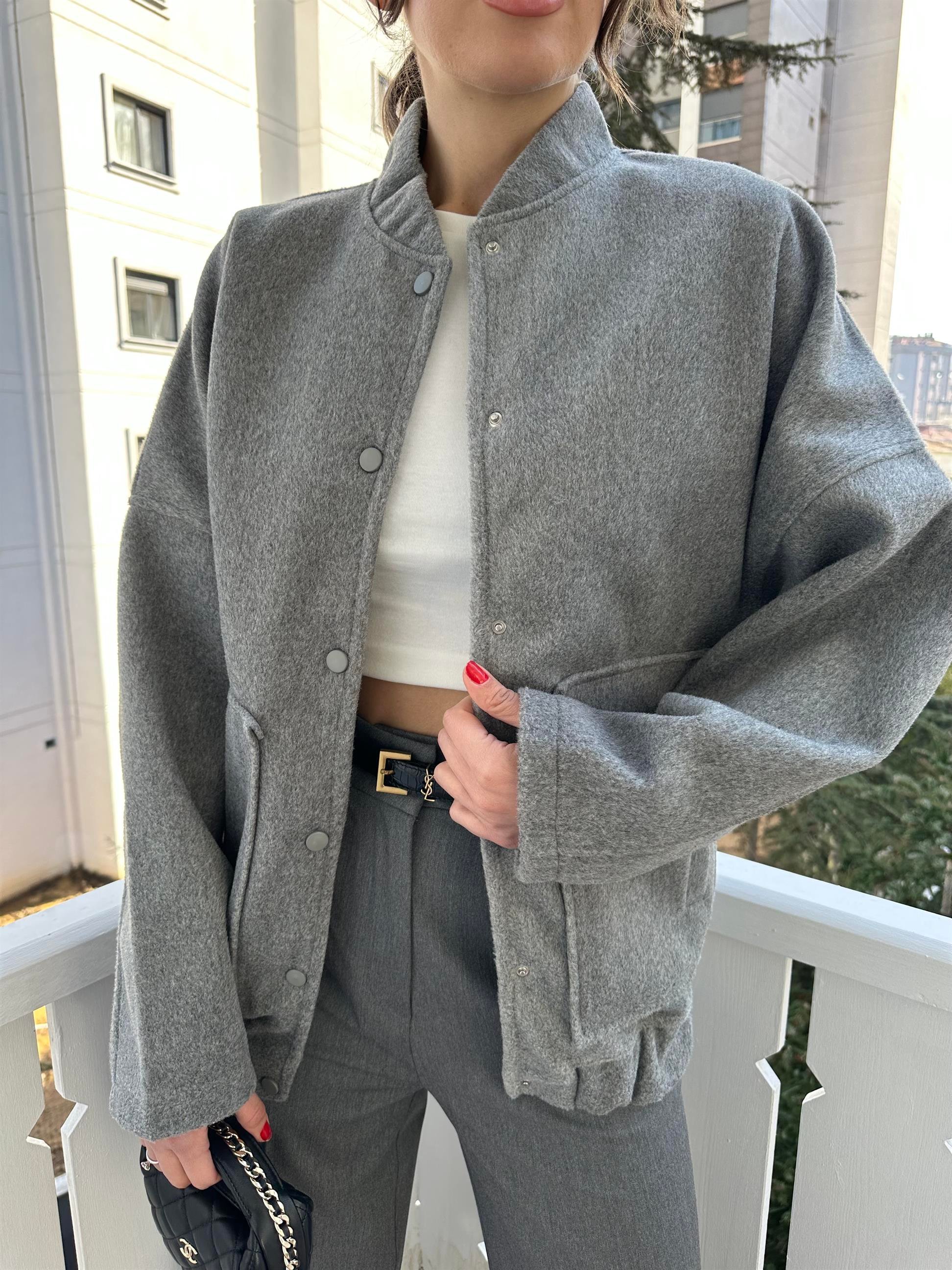 Gri Bomber Ceket
