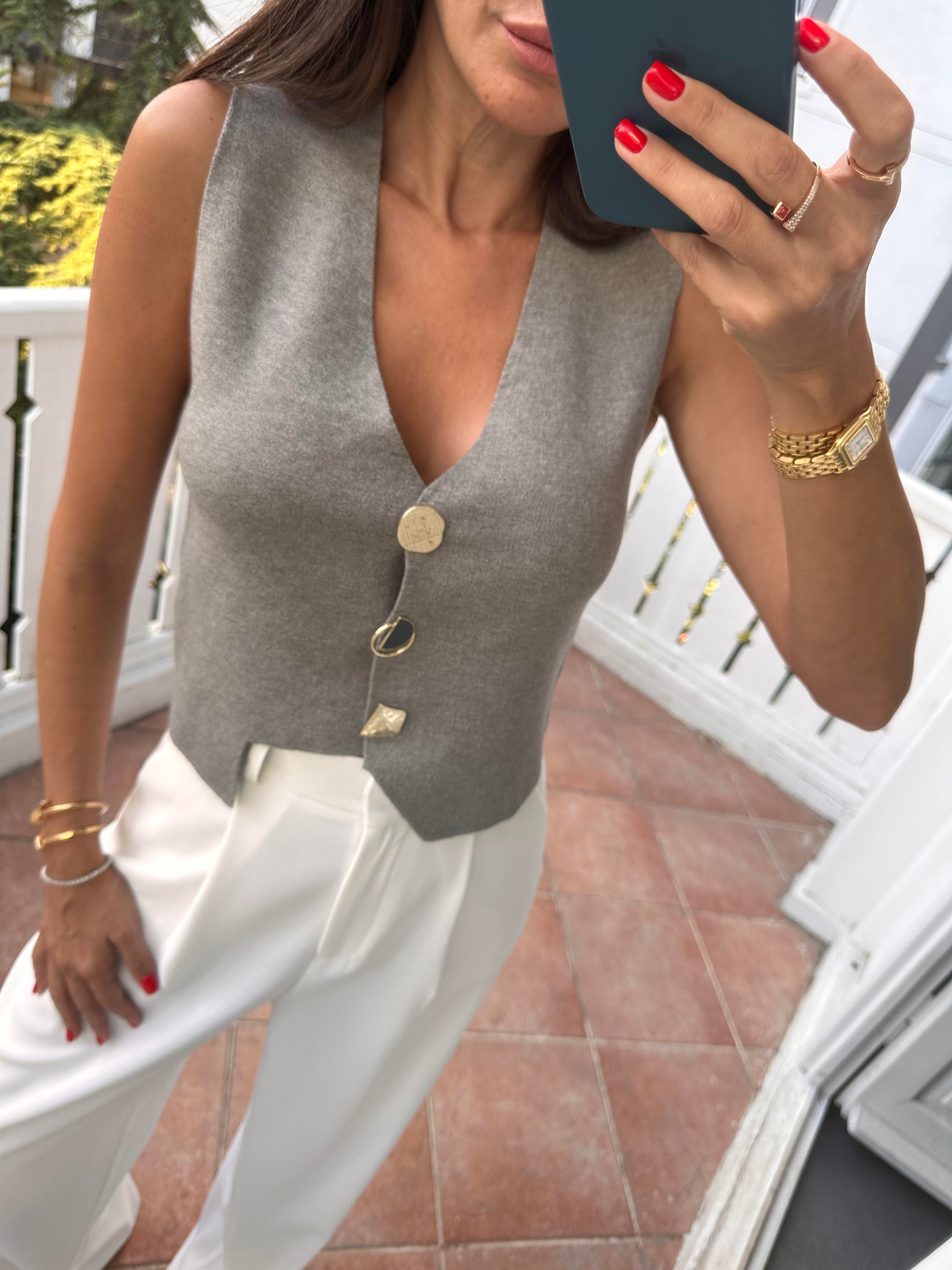 Gri Çelik Örme Yelek