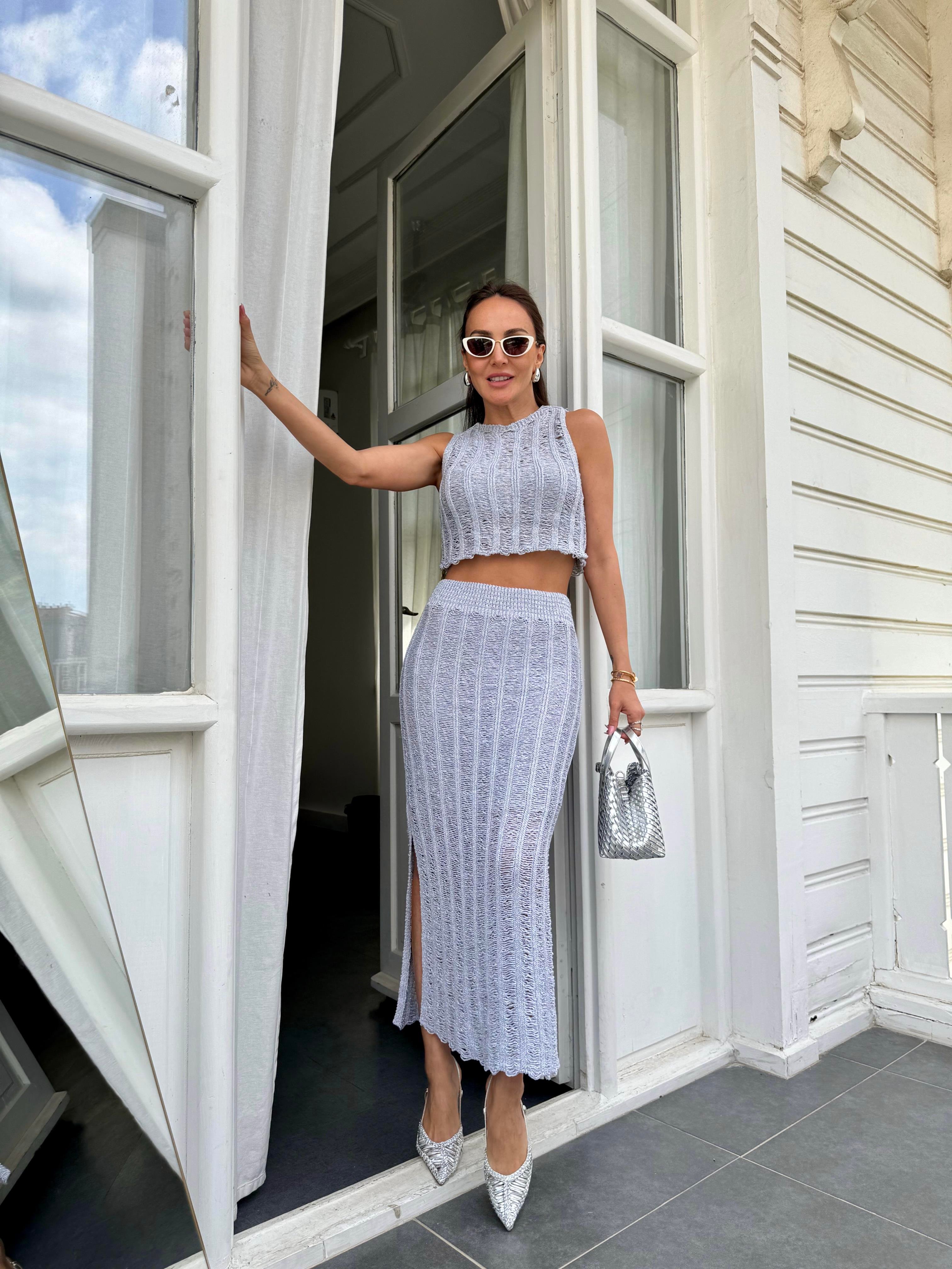 Gümüş Simli Merserize Bluz