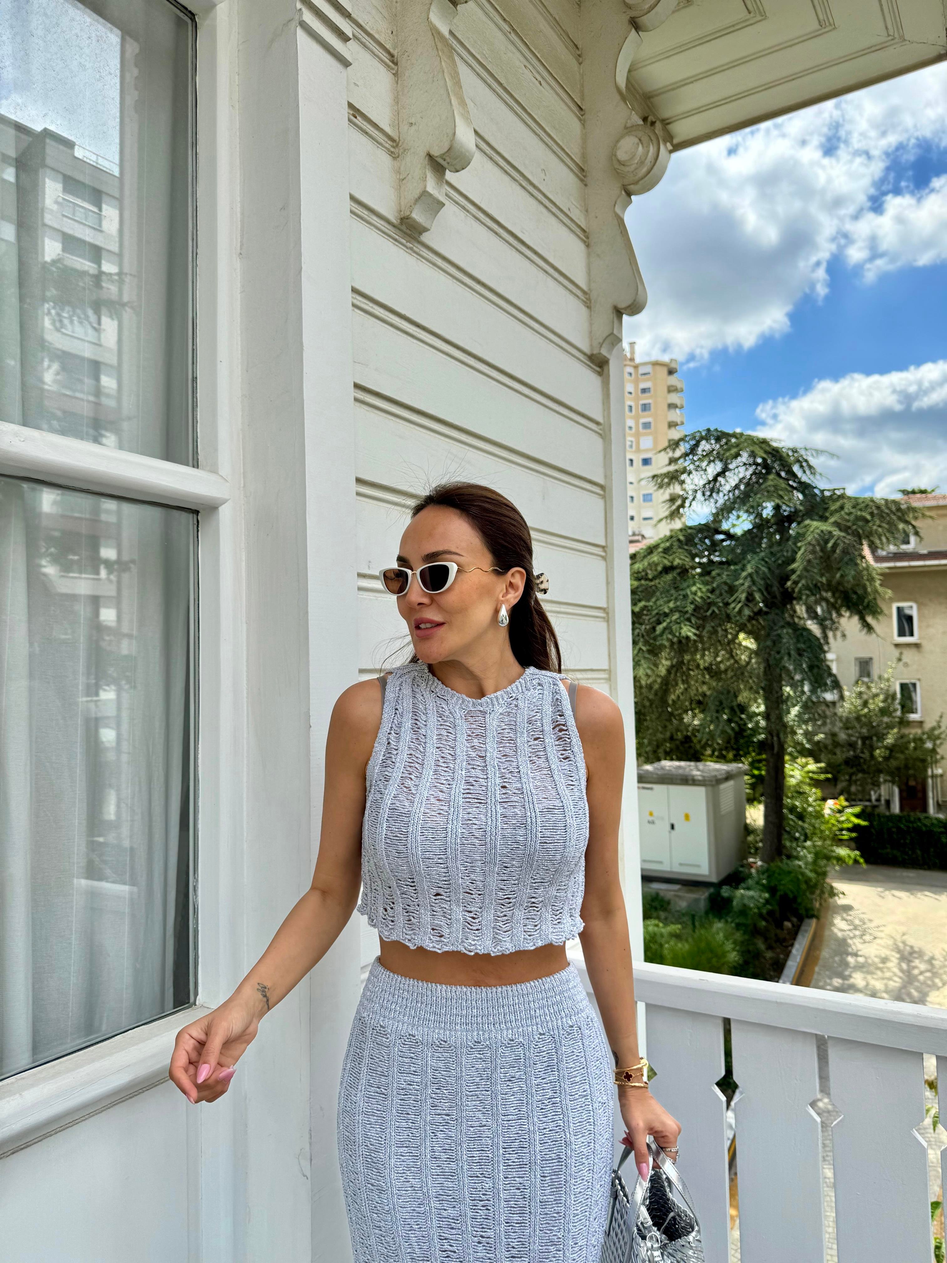 Gümüş Simli Merserize Bluz