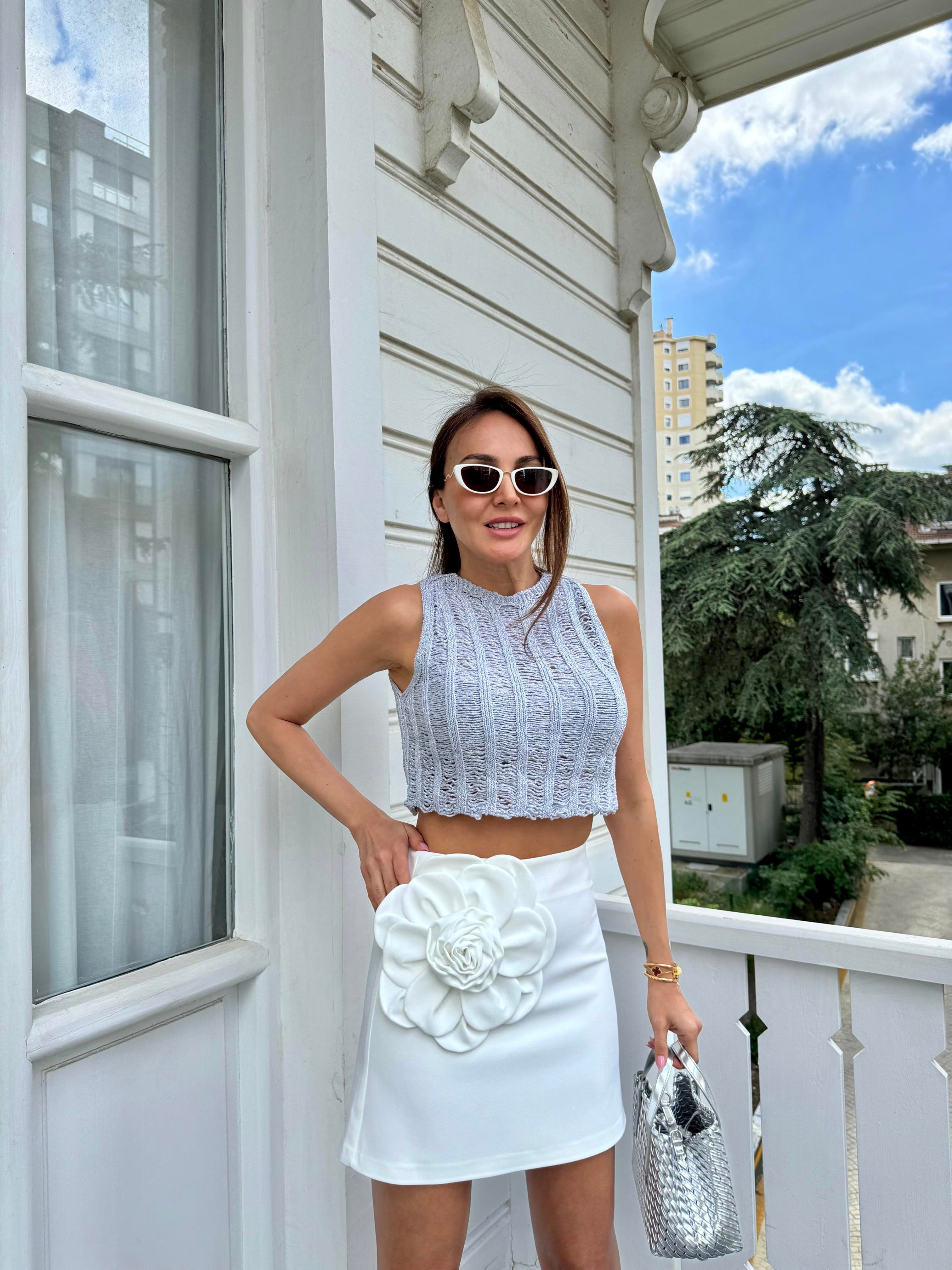 Gümüş Simli Merserize Bluz