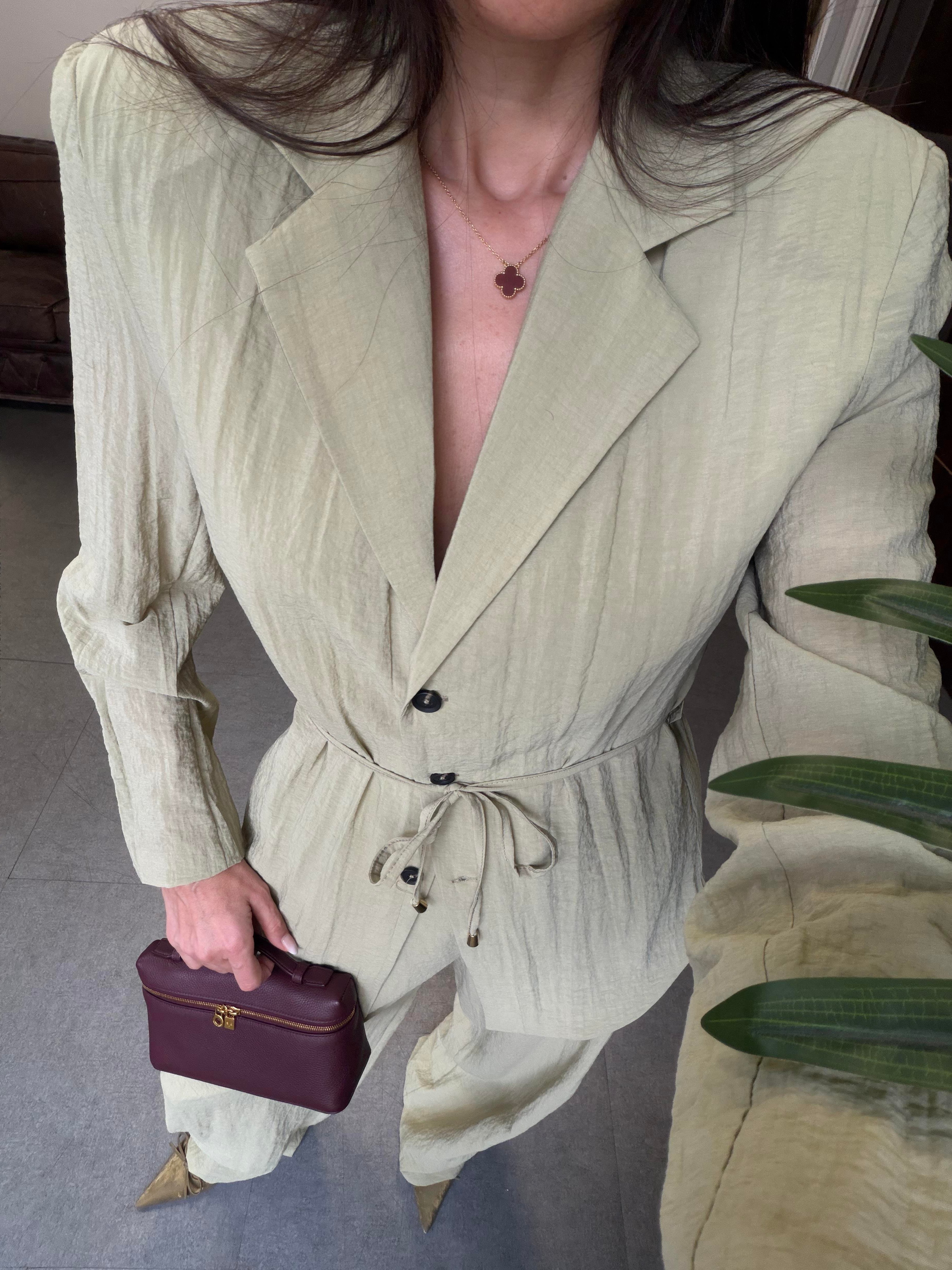 Haki Astarsız Ceket Pantolon Takım