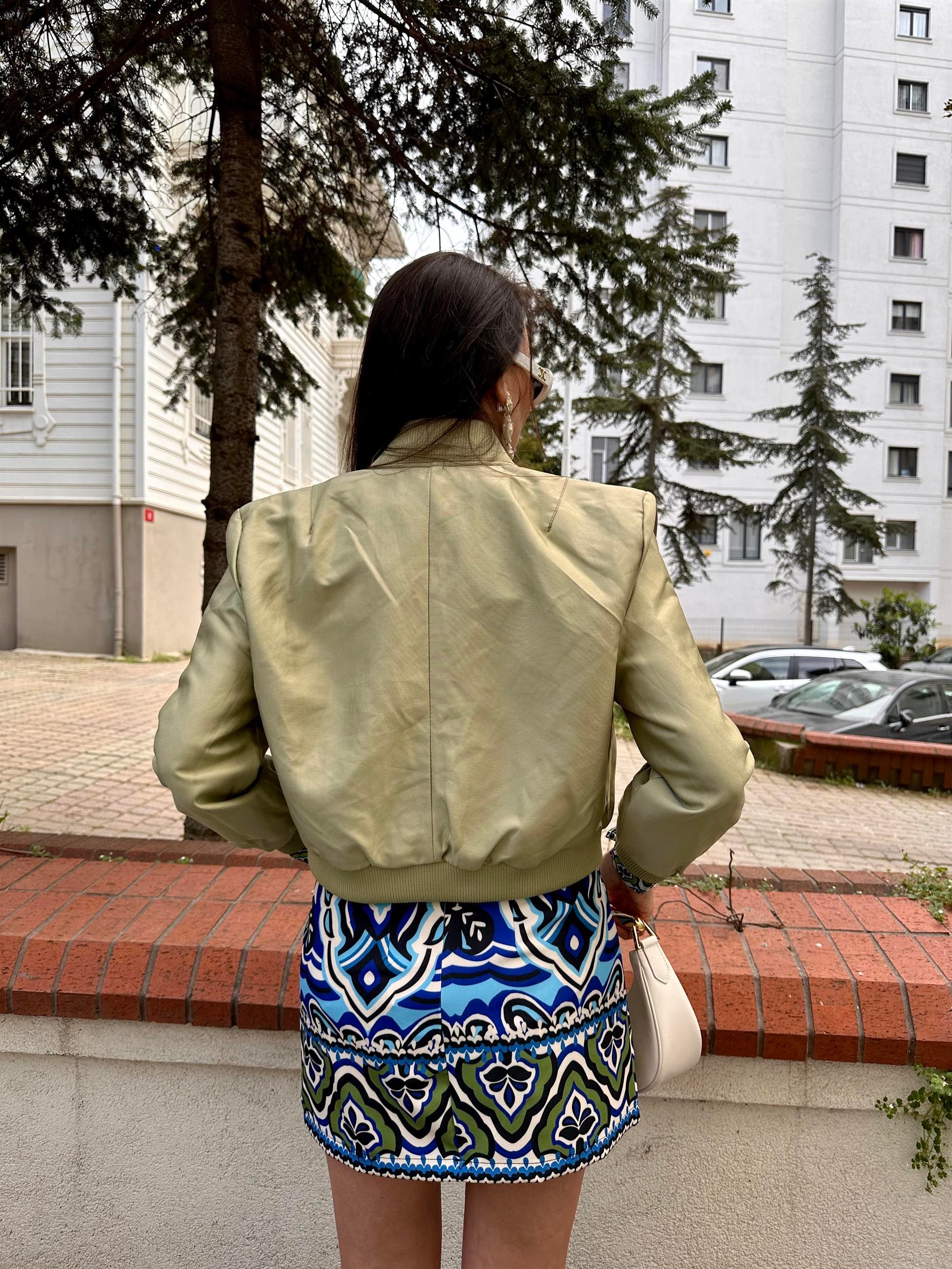 Haki  Çift Cepli Bomber Ceket