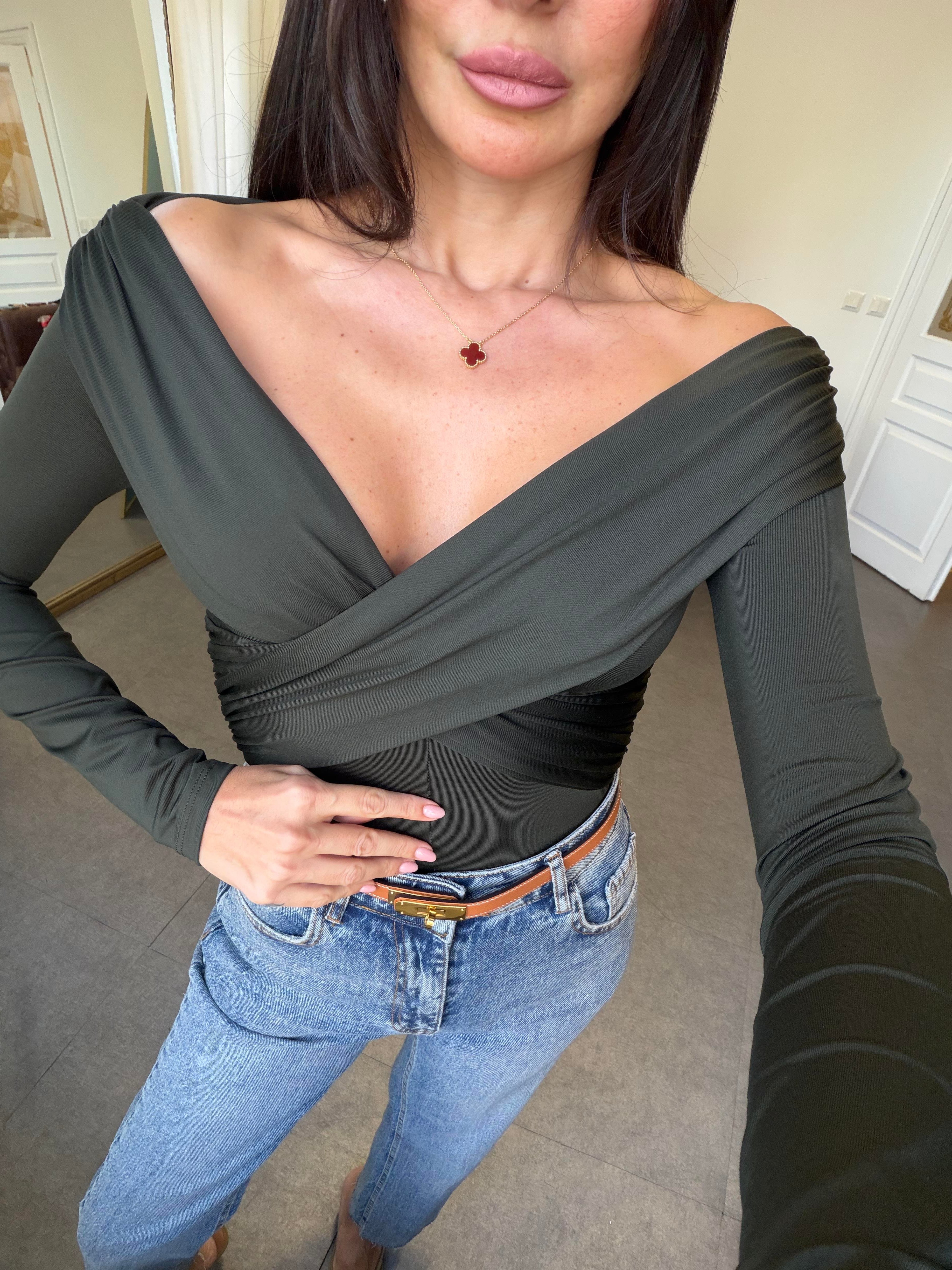 Haki Dökümlü Bodysuit