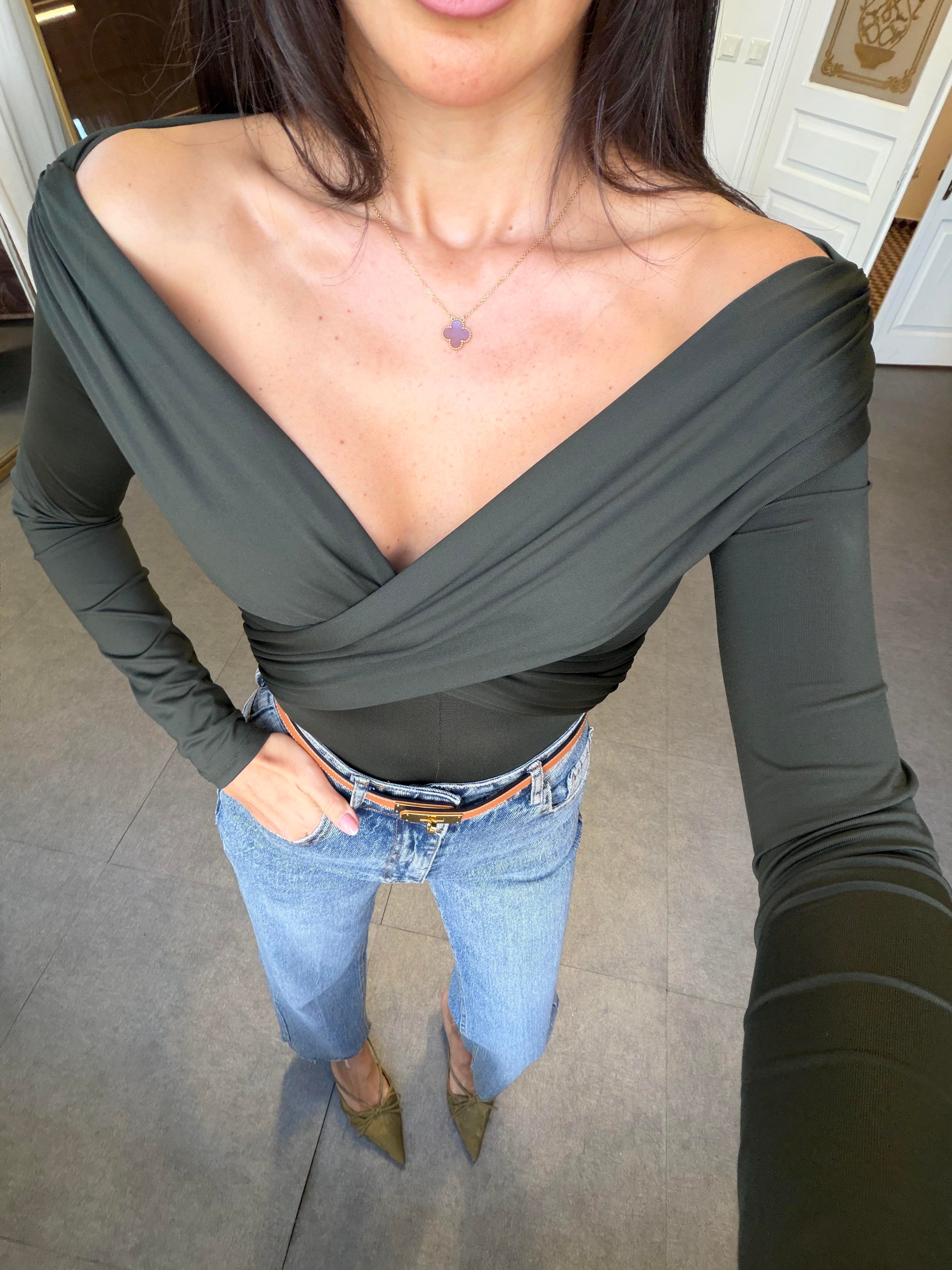 Haki Dökümlü Bodysuit