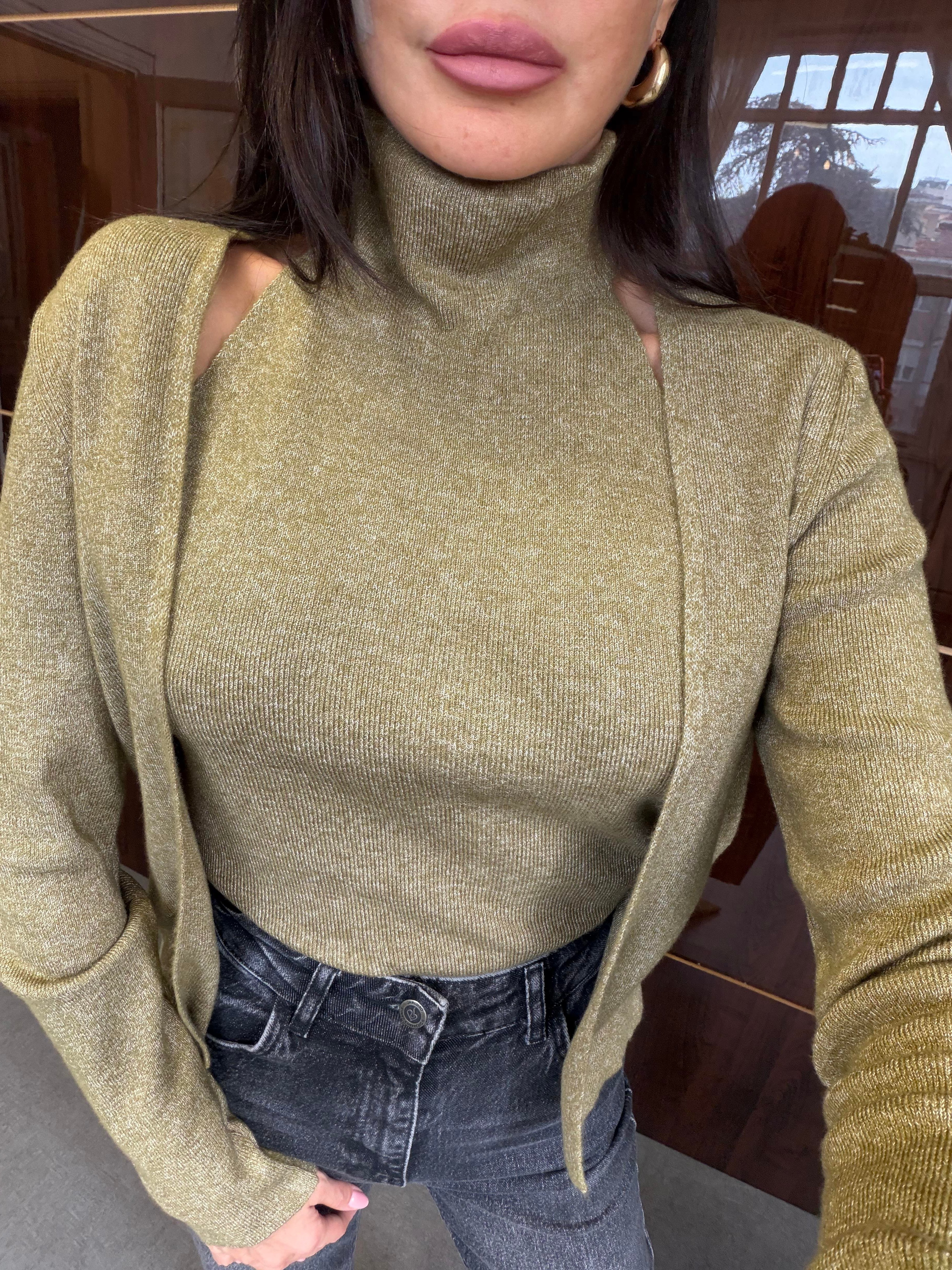 Haki Tasarım Bluzlu Hırka