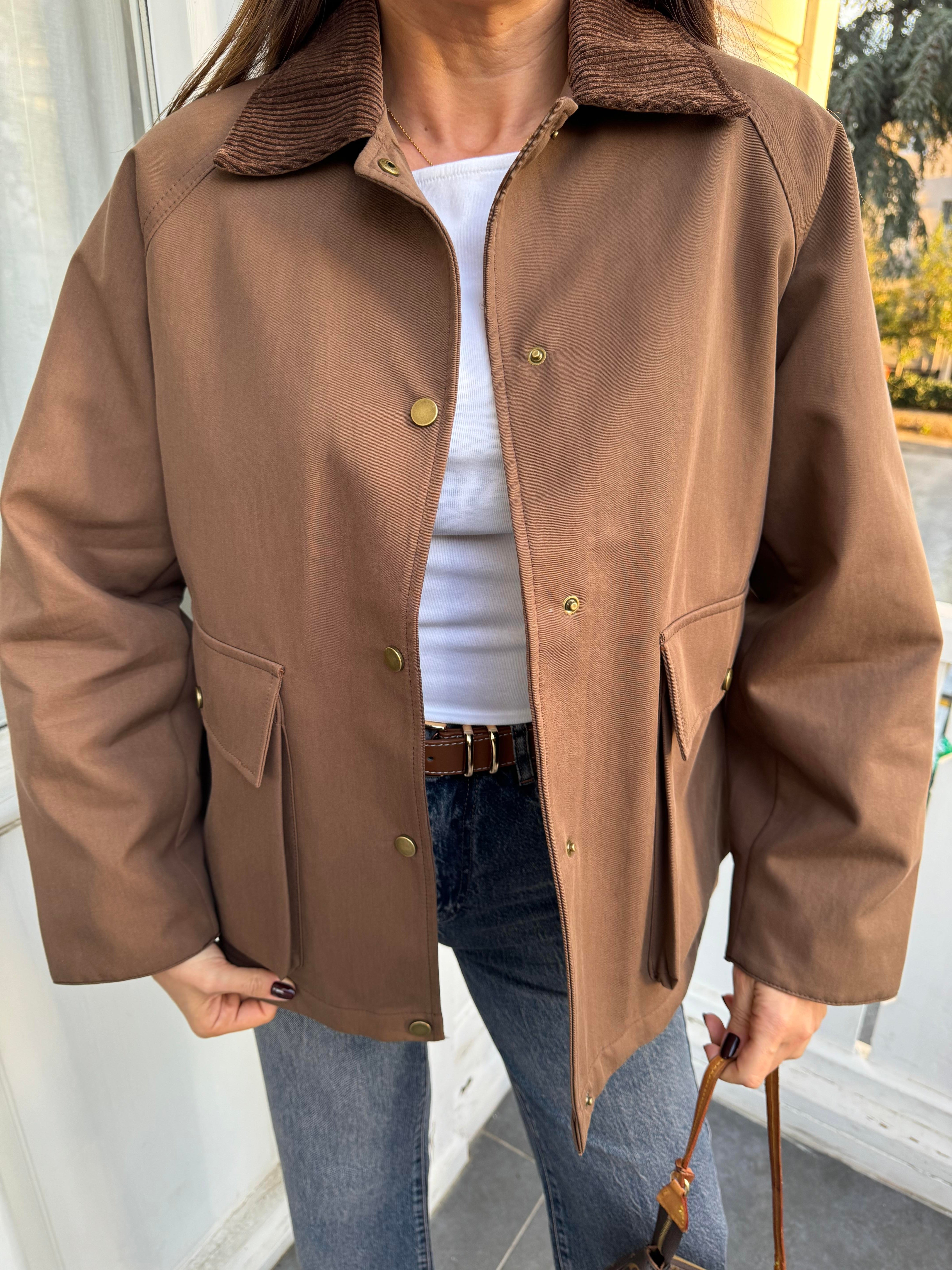 KADİFE YAKA KAHVE ASTARLI CEKET