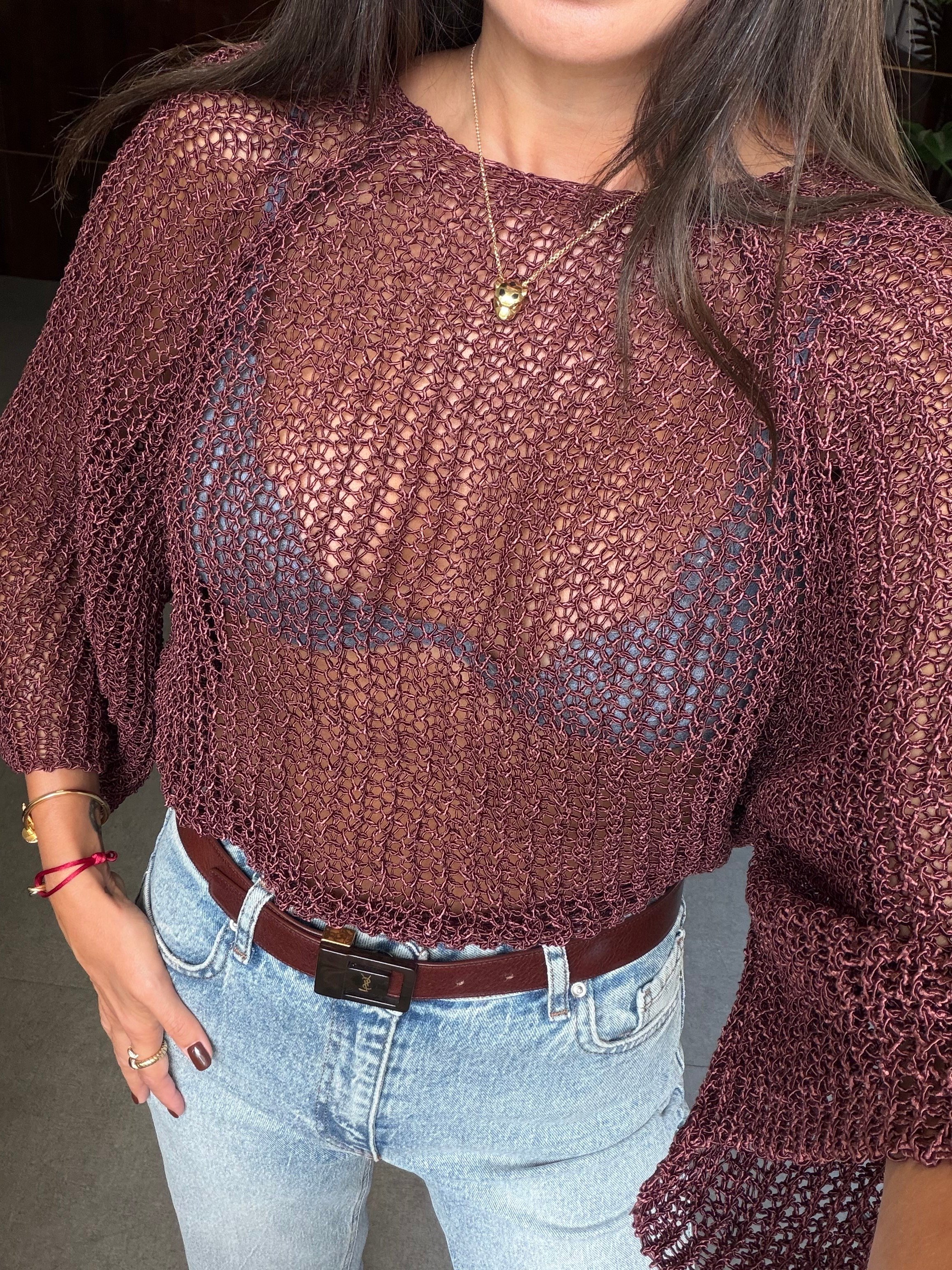 Kahve Ajurlu Örme Kazak