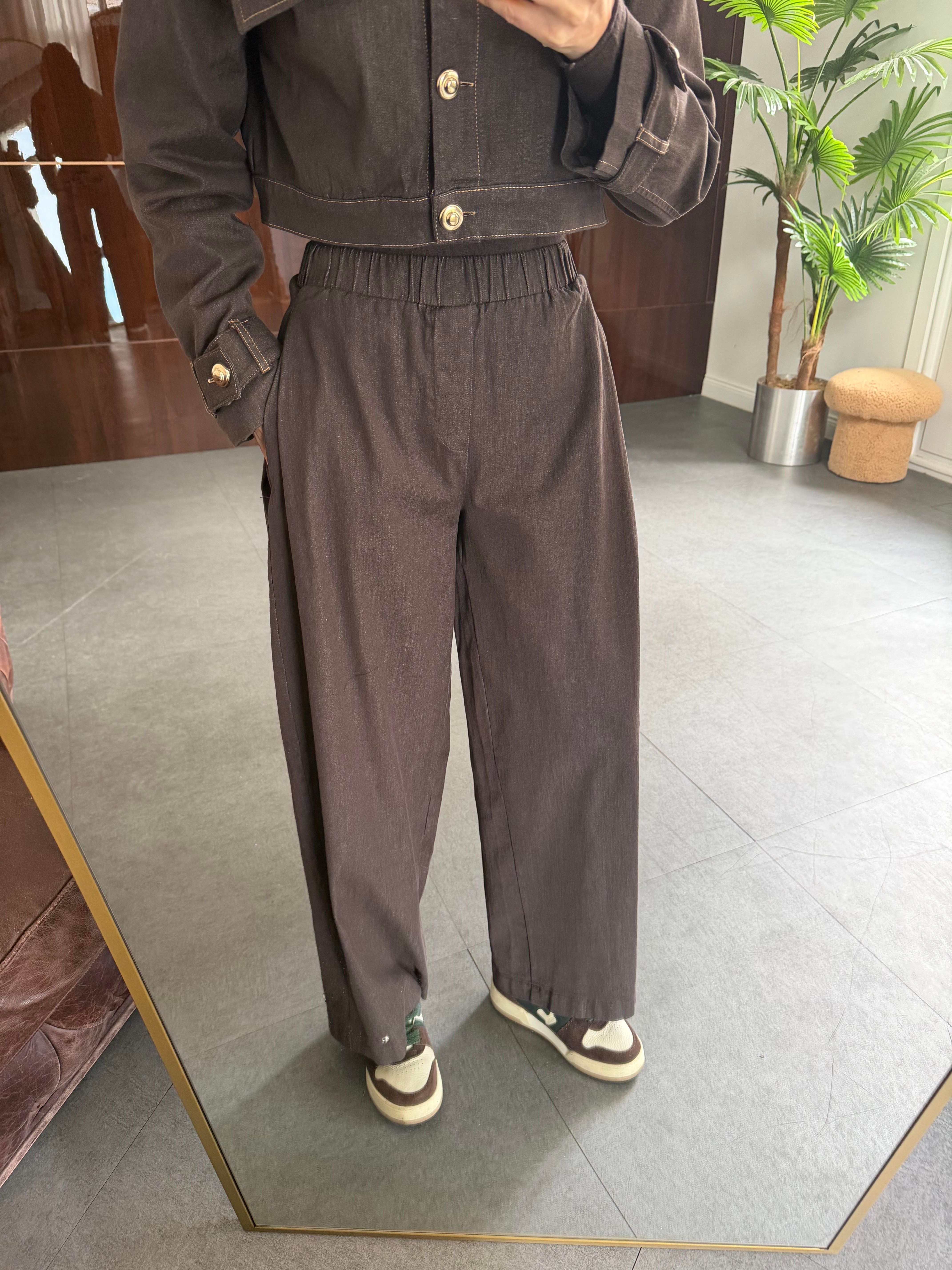 Kahve Bol Kesim Denim Pantolon