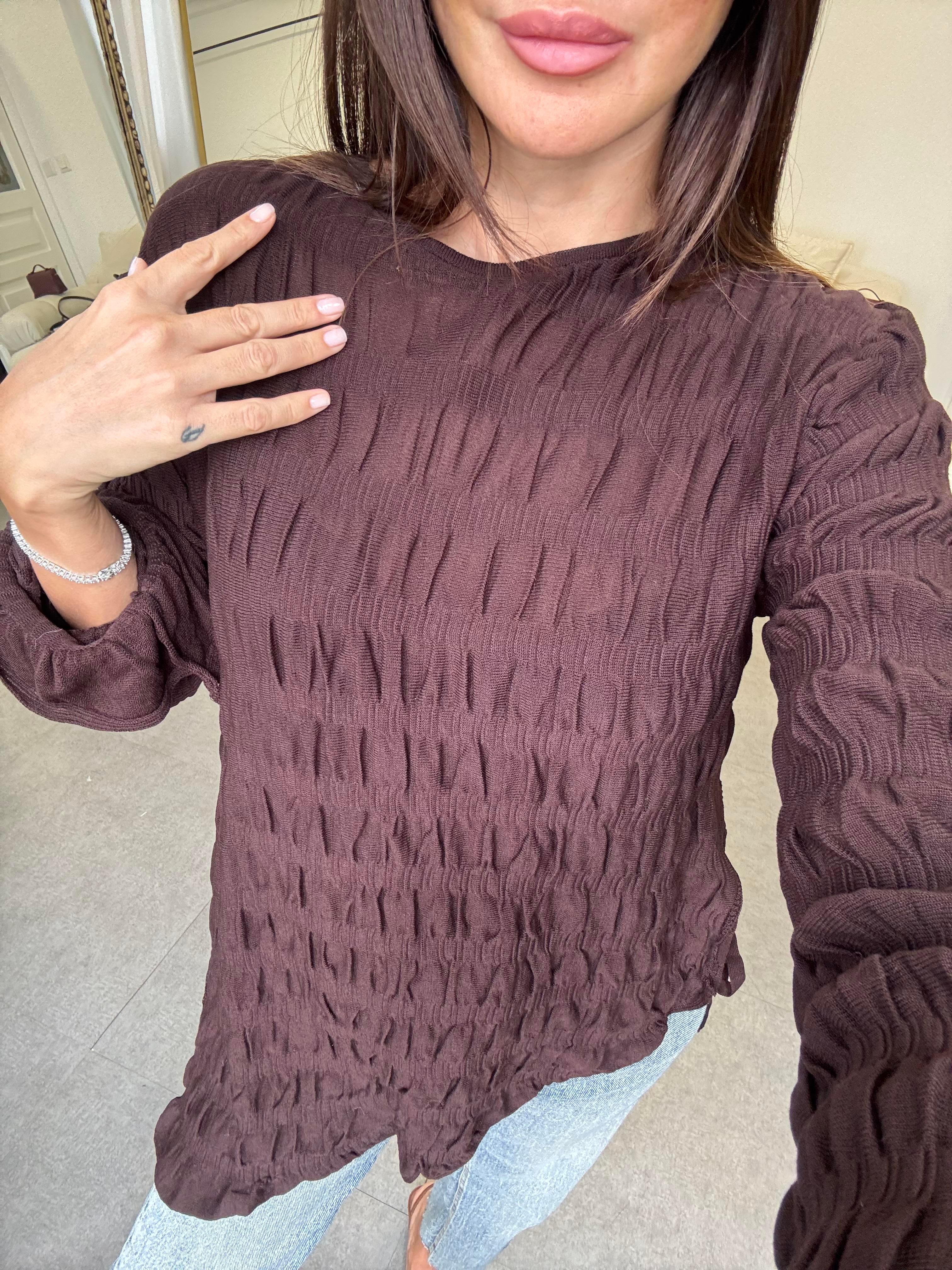 Kahve Bürümcük Tunik Triko