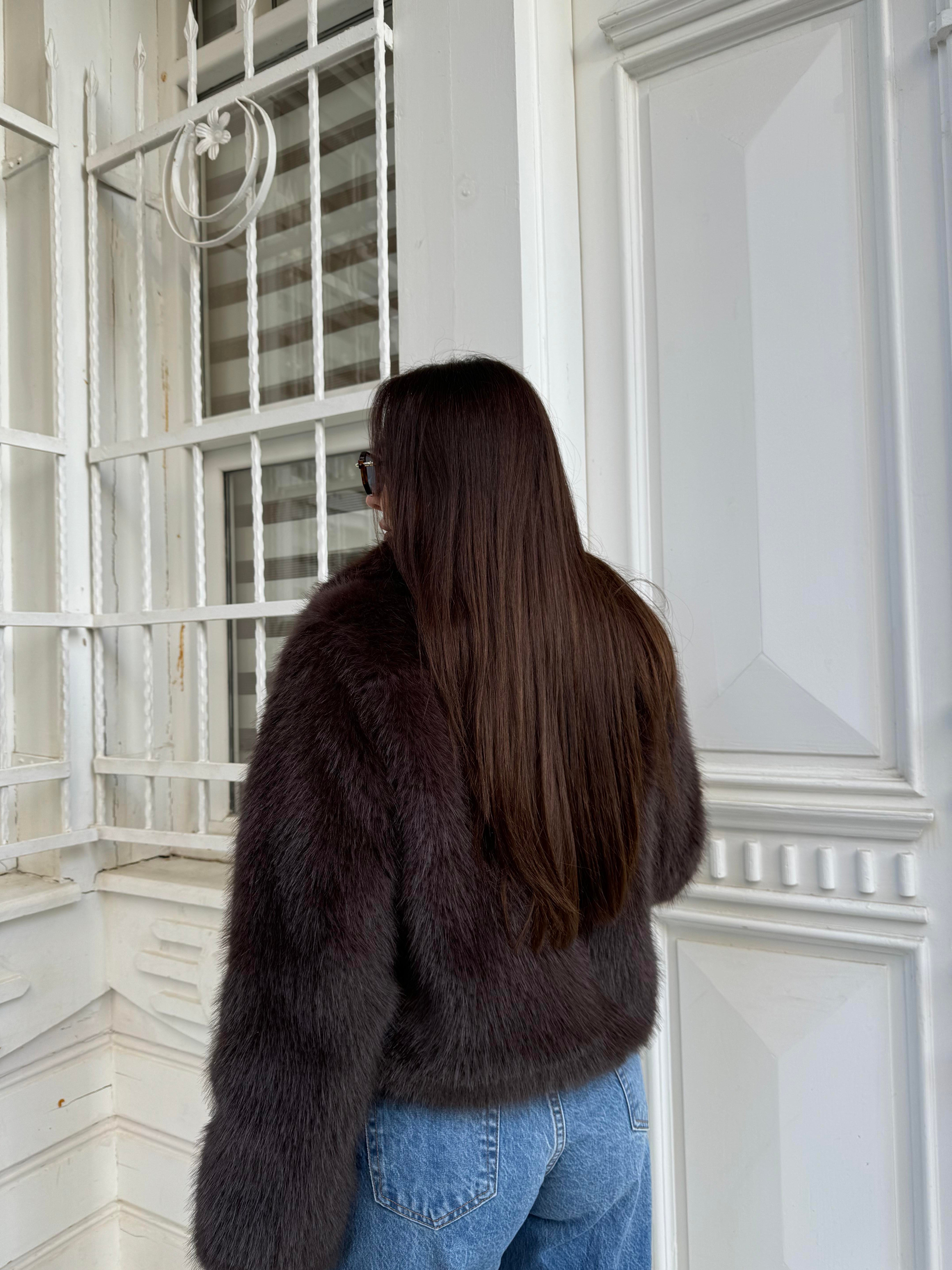 Kahve Kısa Kürk Ceket