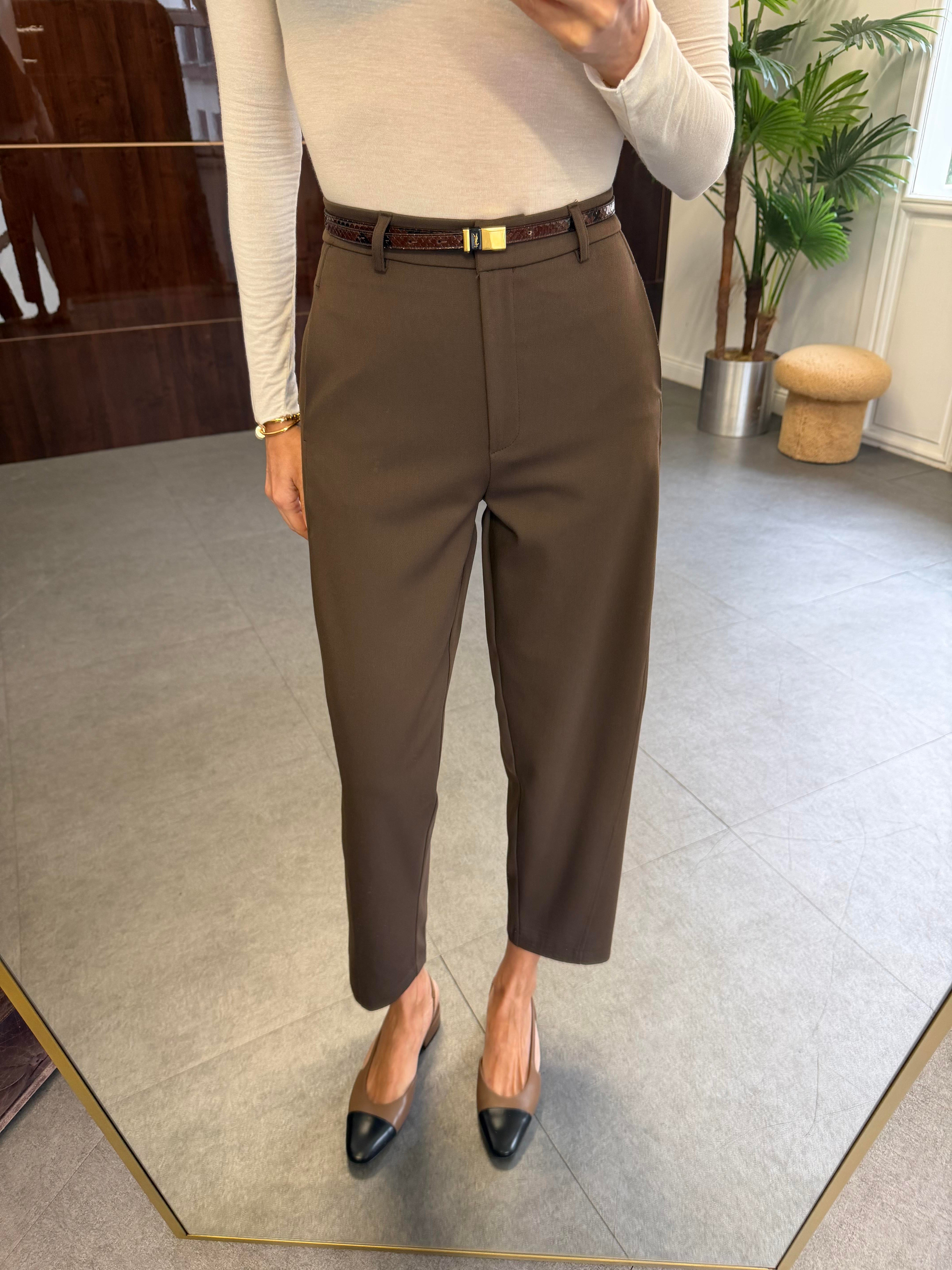 Kahve Klasik Düz Kesim Pantolon