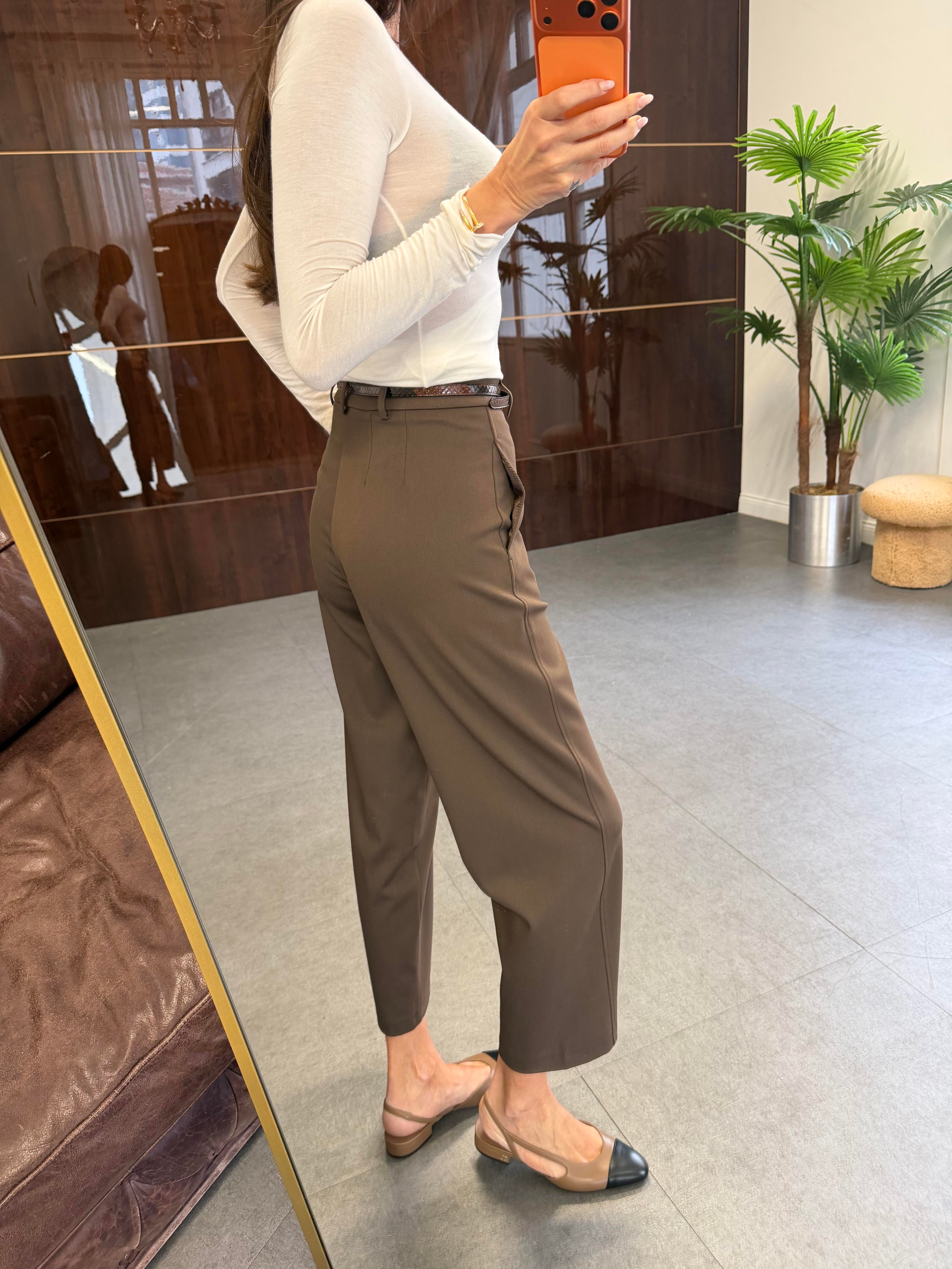Kahve Klasik Düz Kesim Pantolon