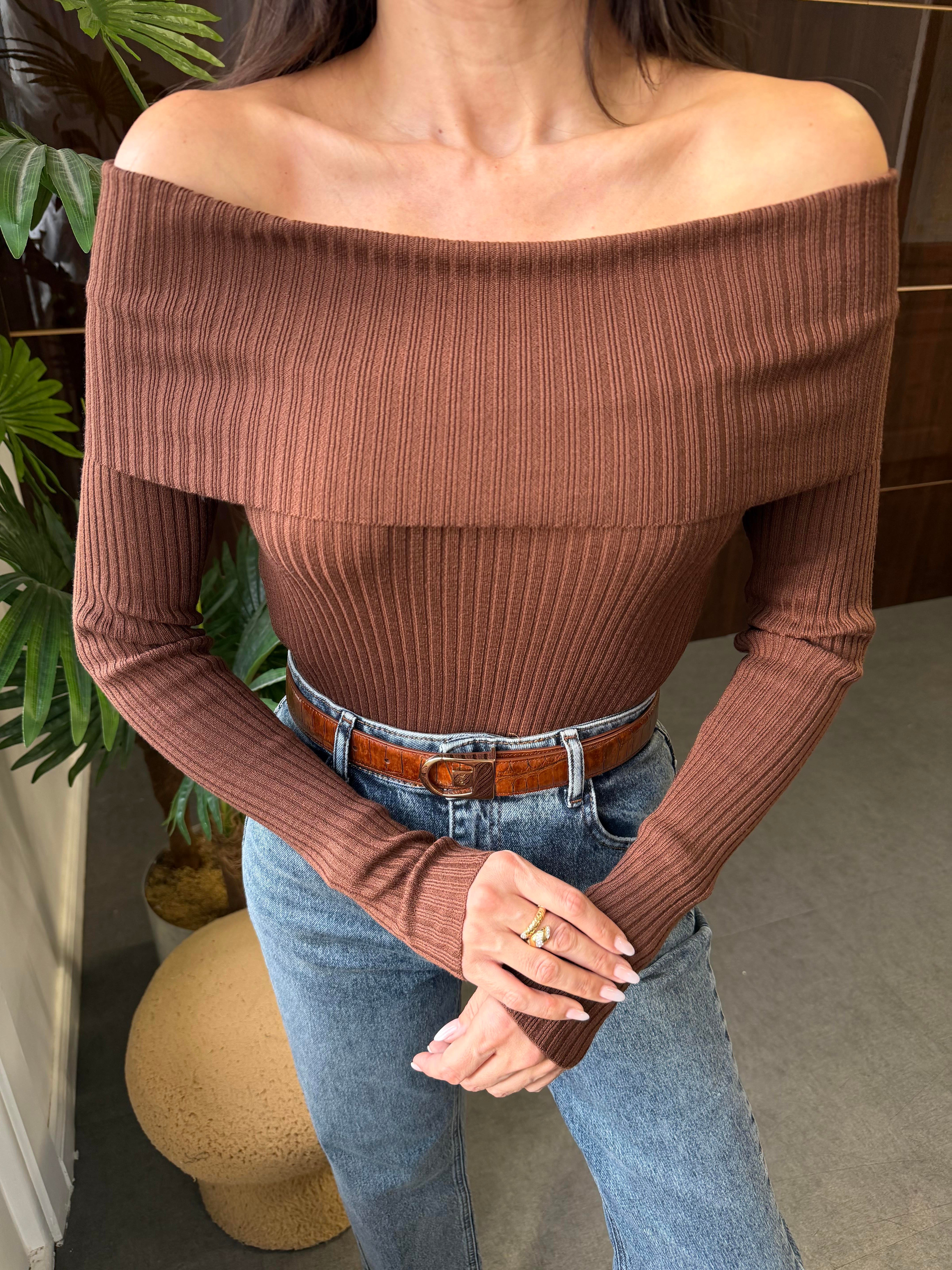 Kahve Madonna Yaka Kazak