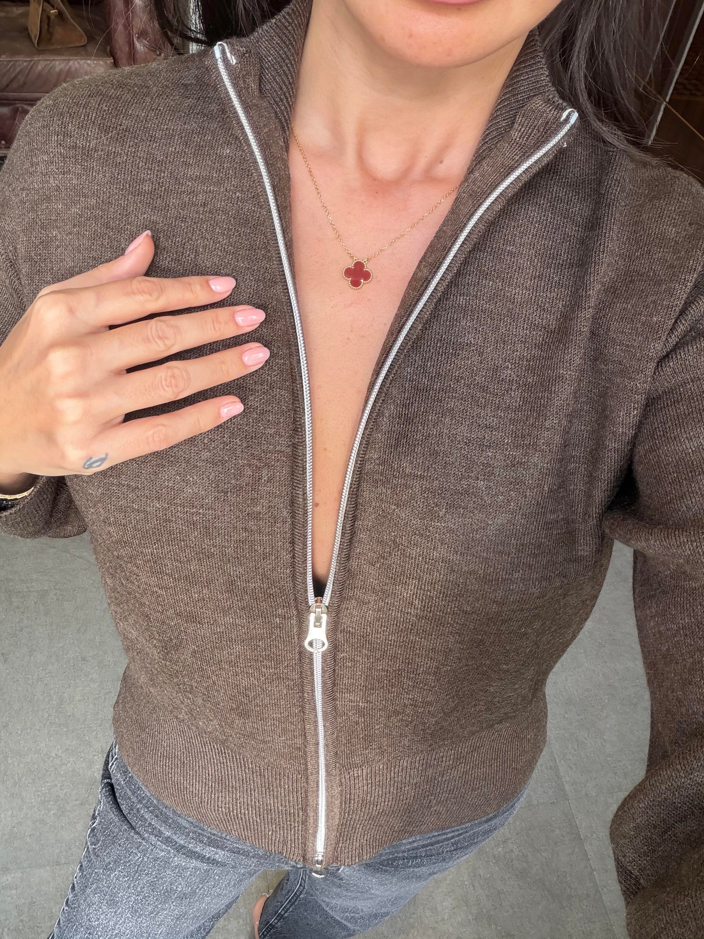 Kahve Melanj Fermuarlı Hırka